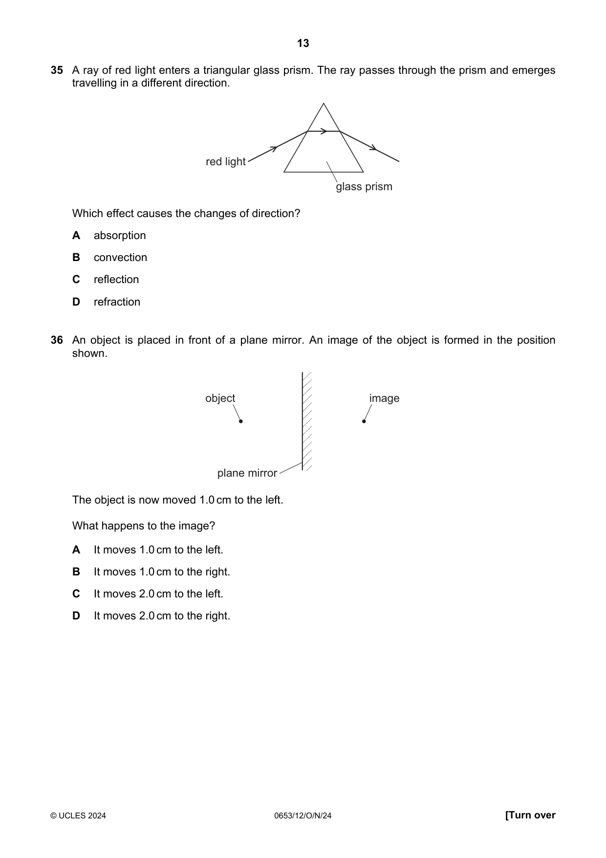 Cambridge IGCSE Science - Combined 0653 2024 Oct/Nov Paper 1 · Variant 2 question paper, page 13 of 16