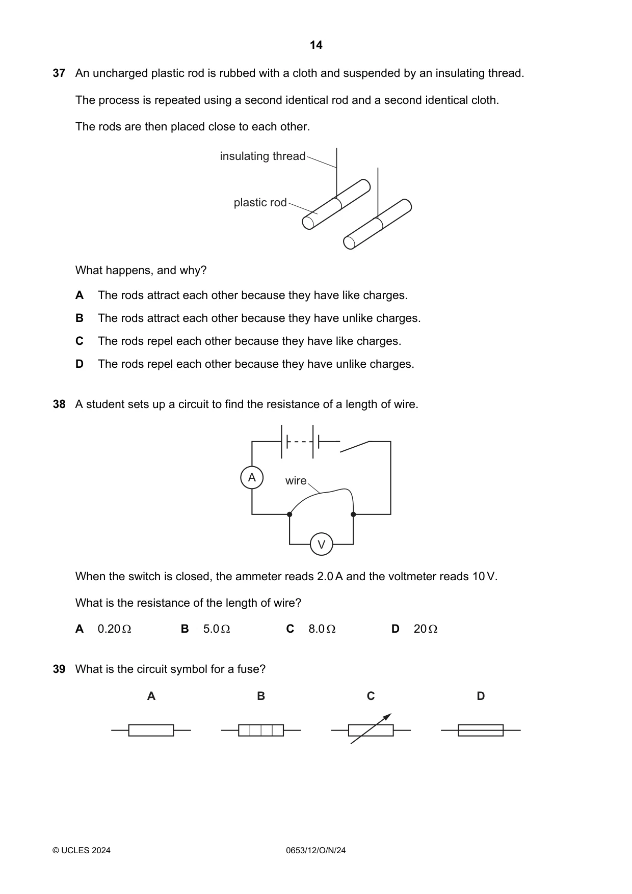 Cambridge IGCSE Science - Combined 0653 2024 Oct/Nov Paper 1 · Variant 2 question paper, page 14 of 16