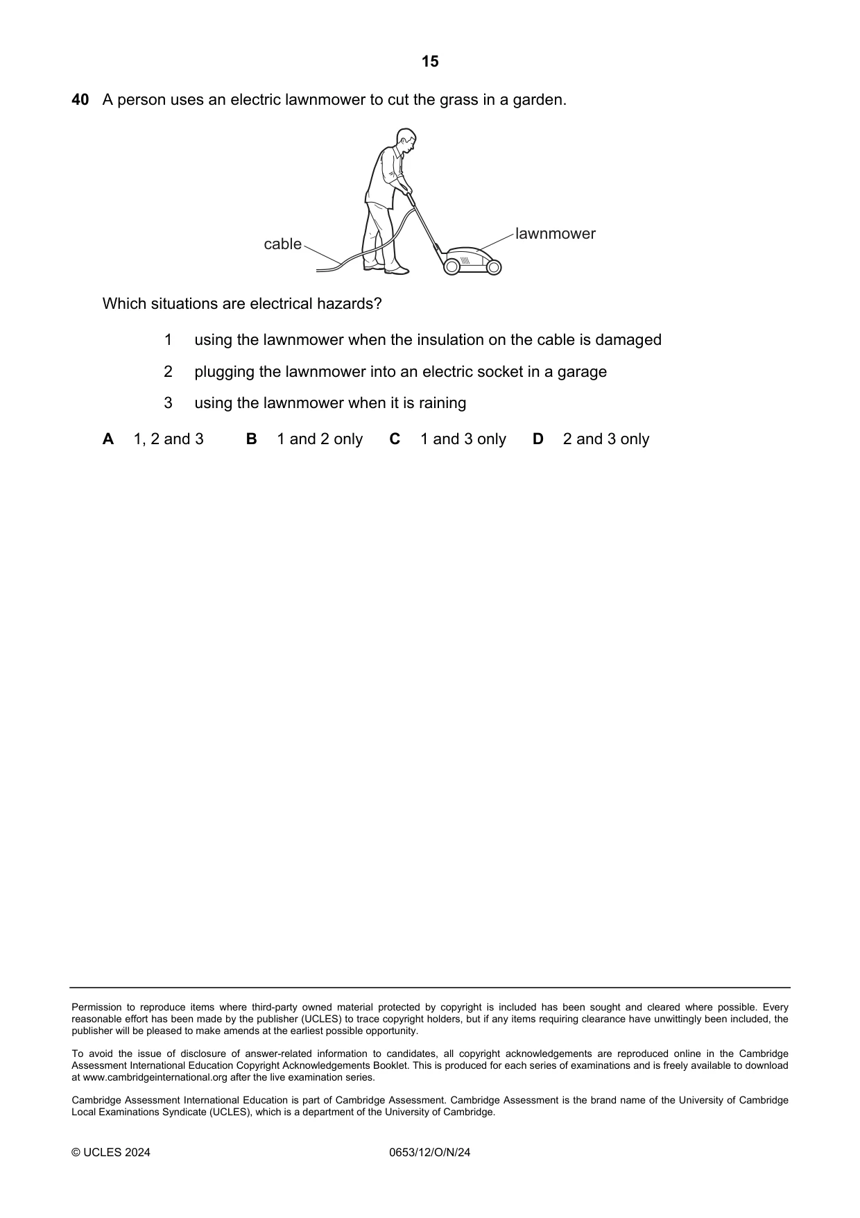 Cambridge IGCSE Science - Combined 0653 2024 Oct/Nov Paper 1 · Variant 2 question paper, page 15 of 16