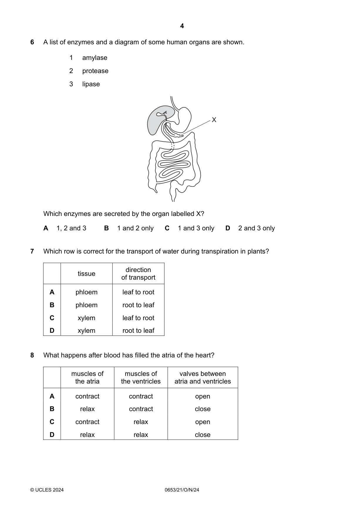 Cambridge IGCSE Science - Combined 0653 2024 Oct/Nov Paper 2 · Variant 1 question paper, page 4 of 16