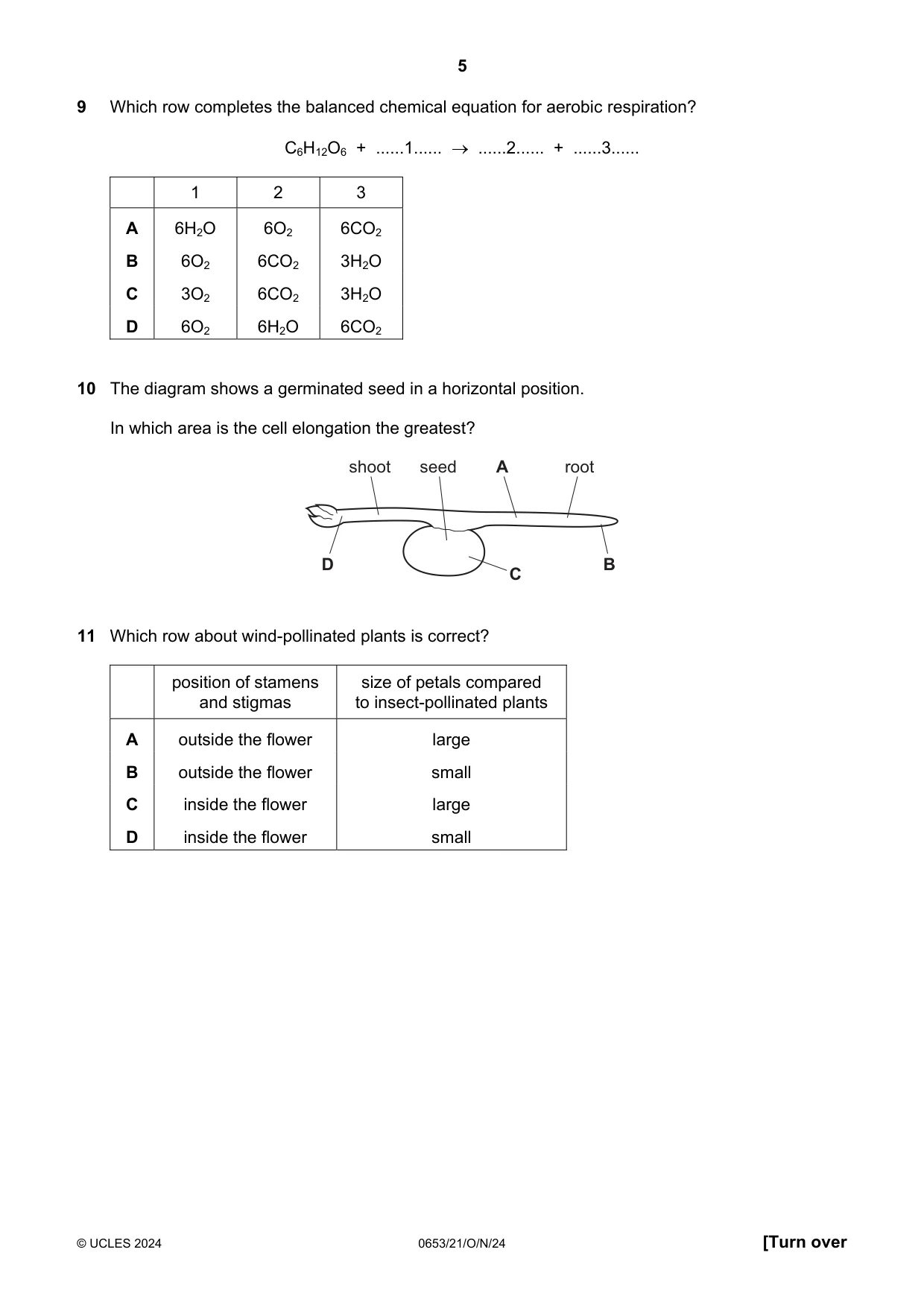 Cambridge IGCSE Science - Combined 0653 2024 Oct/Nov Paper 2 · Variant 1 question paper, page 5 of 16