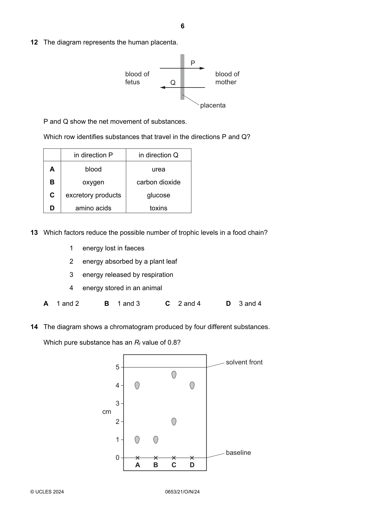 Cambridge IGCSE Science - Combined 0653 2024 Oct/Nov Paper 2 · Variant 1 question paper, page 6 of 16