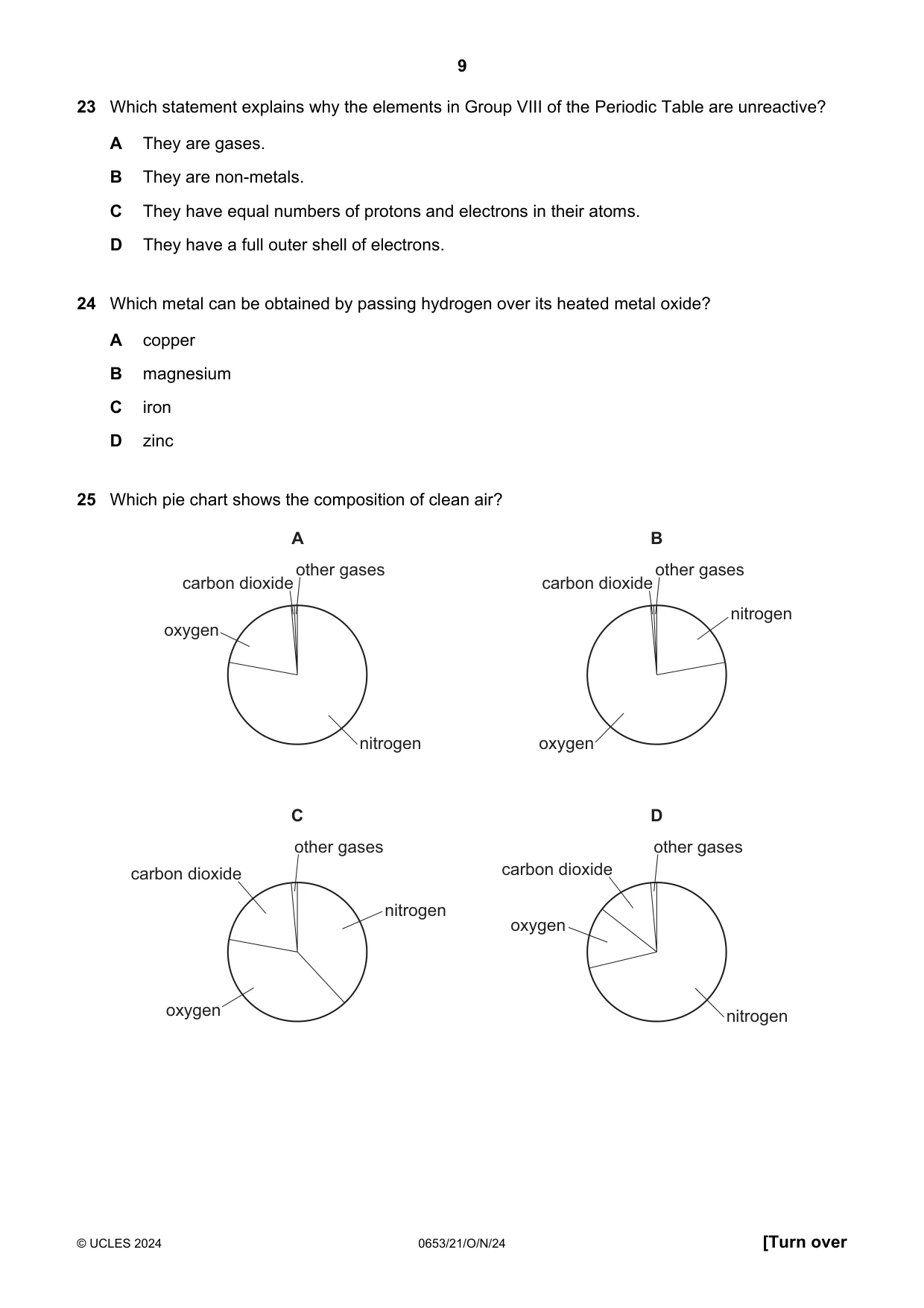 Cambridge IGCSE Science - Combined 0653 2024 Oct/Nov Paper 2 · Variant 1 question paper, page 9 of 16