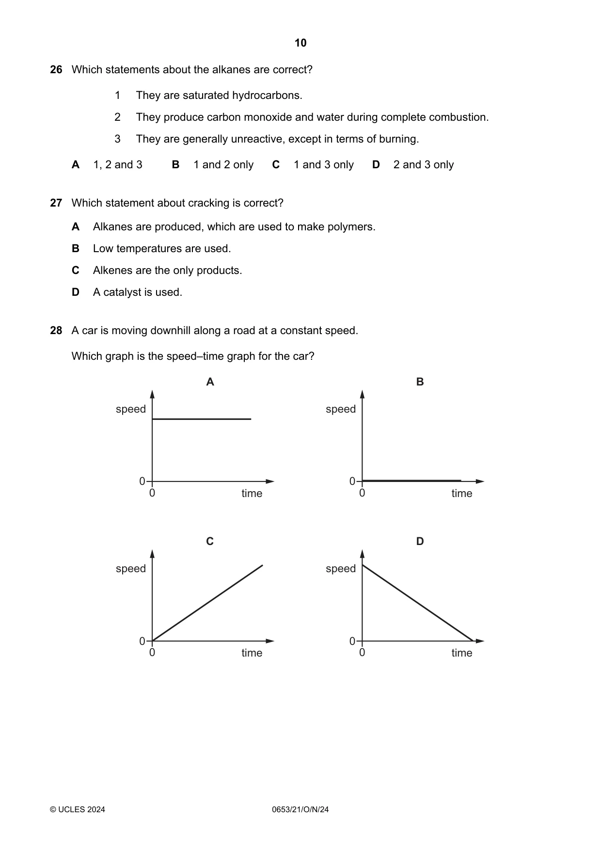 Cambridge IGCSE Science - Combined 0653 2024 Oct/Nov Paper 2 · Variant 1 question paper, page 10 of 16