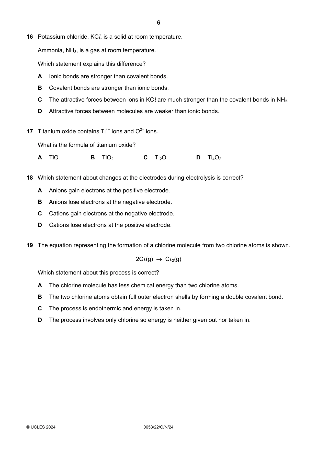 Cambridge IGCSE Science - Combined 0653 2024 Oct/Nov Paper 2 · Variant 2 question paper, page 6 of 16