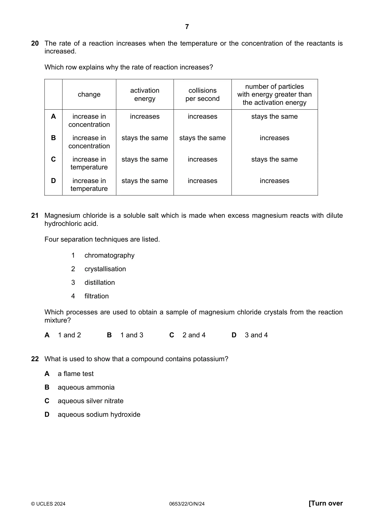Cambridge IGCSE Science - Combined 0653 2024 Oct/Nov Paper 2 · Variant 2 question paper, page 7 of 16