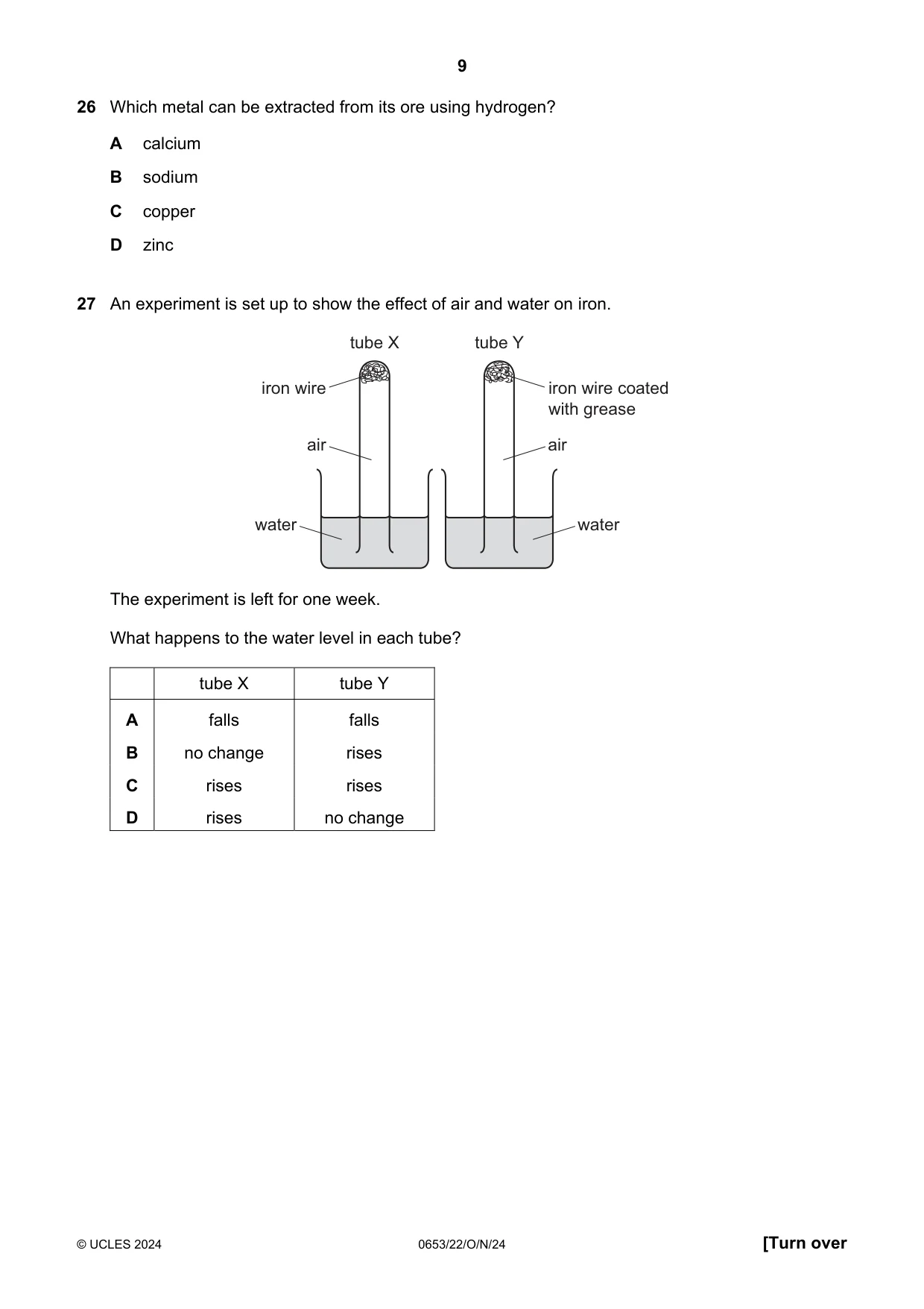 Cambridge IGCSE Science - Combined 0653 2024 Oct/Nov Paper 2 · Variant 2 question paper, page 9 of 16