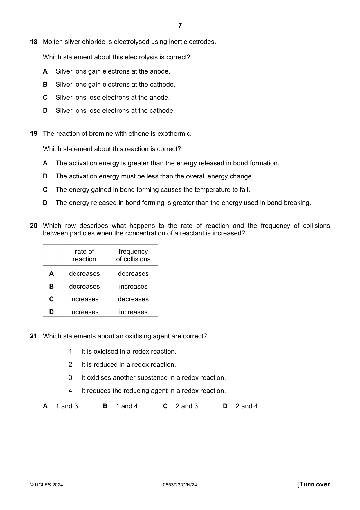 Cambridge IGCSE Science - Combined 0653 2024 Oct/Nov Paper 2 · Variant 3 question paper, page 7 of 16