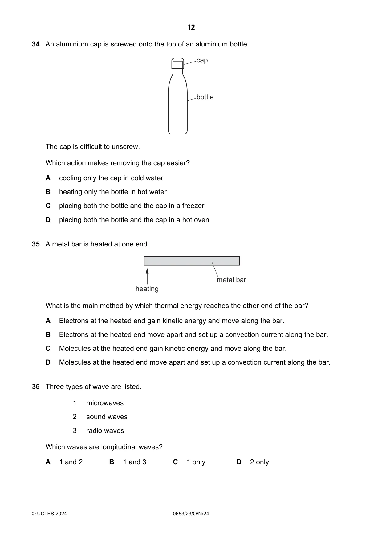 Cambridge IGCSE Science - Combined 0653 2024 Oct/Nov Paper 2 · Variant 3 question paper, page 12 of 16