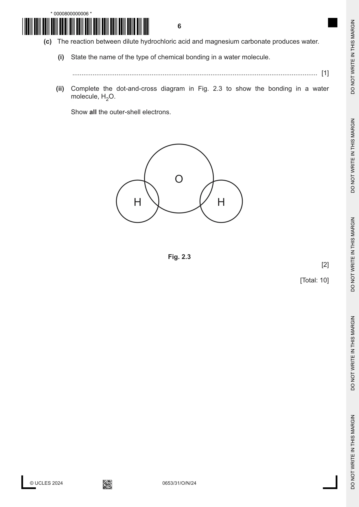 Cambridge IGCSE Science - Combined 0653 2024 Oct/Nov Paper 3 · Variant 1 question paper, page 6 of 24