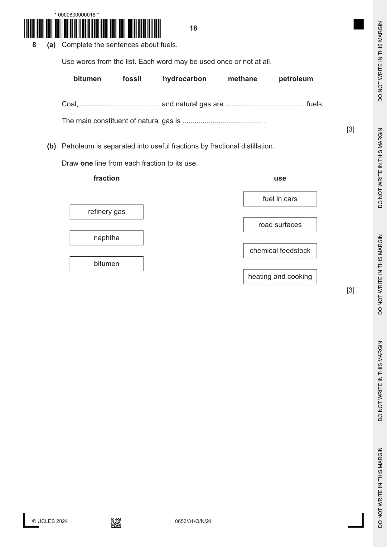 Cambridge IGCSE Science - Combined 0653 2024 Oct/Nov Paper 3 · Variant 1 question paper, page 18 of 24