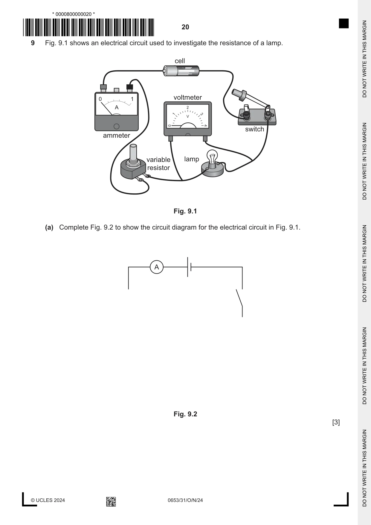 Cambridge IGCSE Science - Combined 0653 2024 Oct/Nov Paper 3 · Variant 1 question paper, page 20 of 24