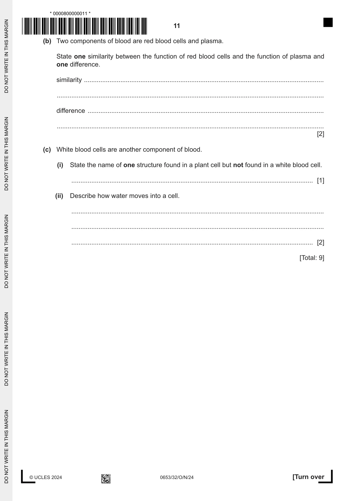 Cambridge IGCSE Science - Combined 0653 2024 Oct/Nov Paper 3 · Variant 2 question paper, page 11 of 24
