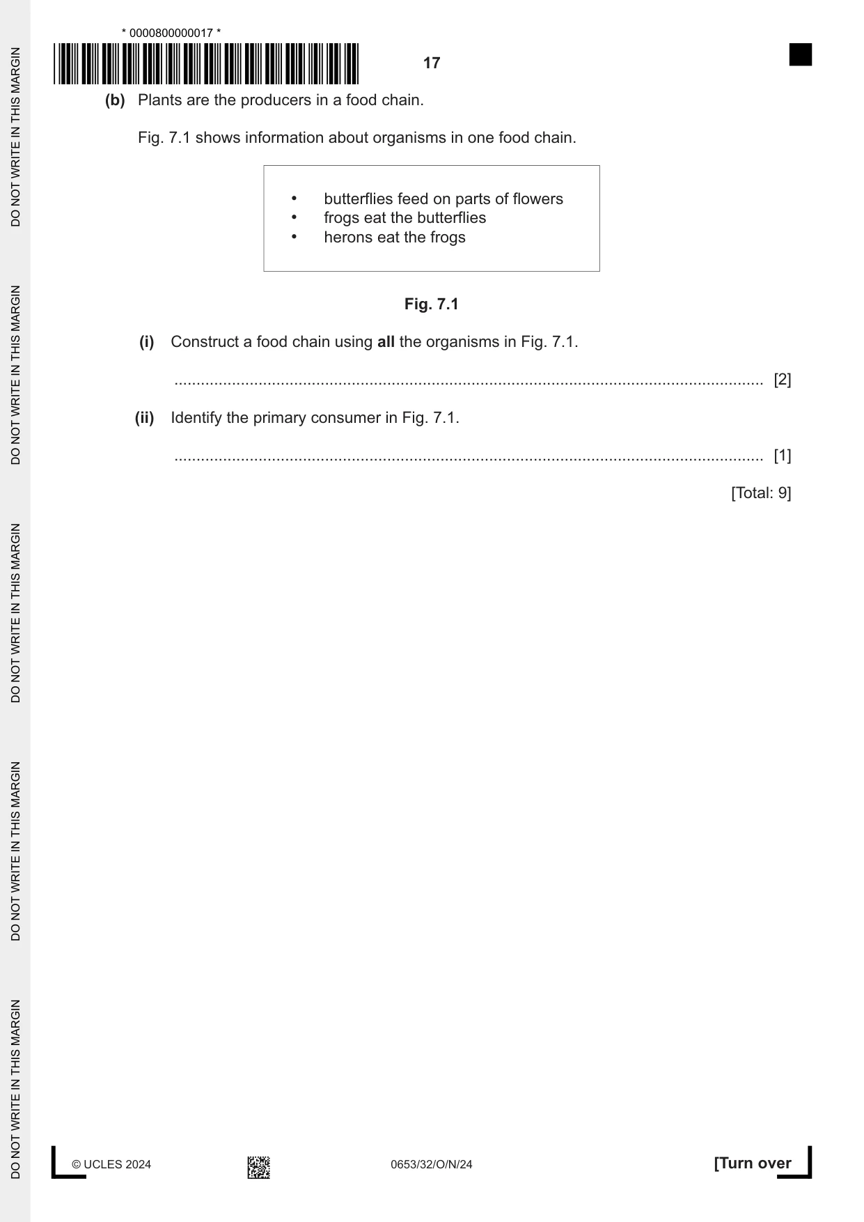 Cambridge IGCSE Science - Combined 0653 2024 Oct/Nov Paper 3 · Variant 2 question paper, page 17 of 24