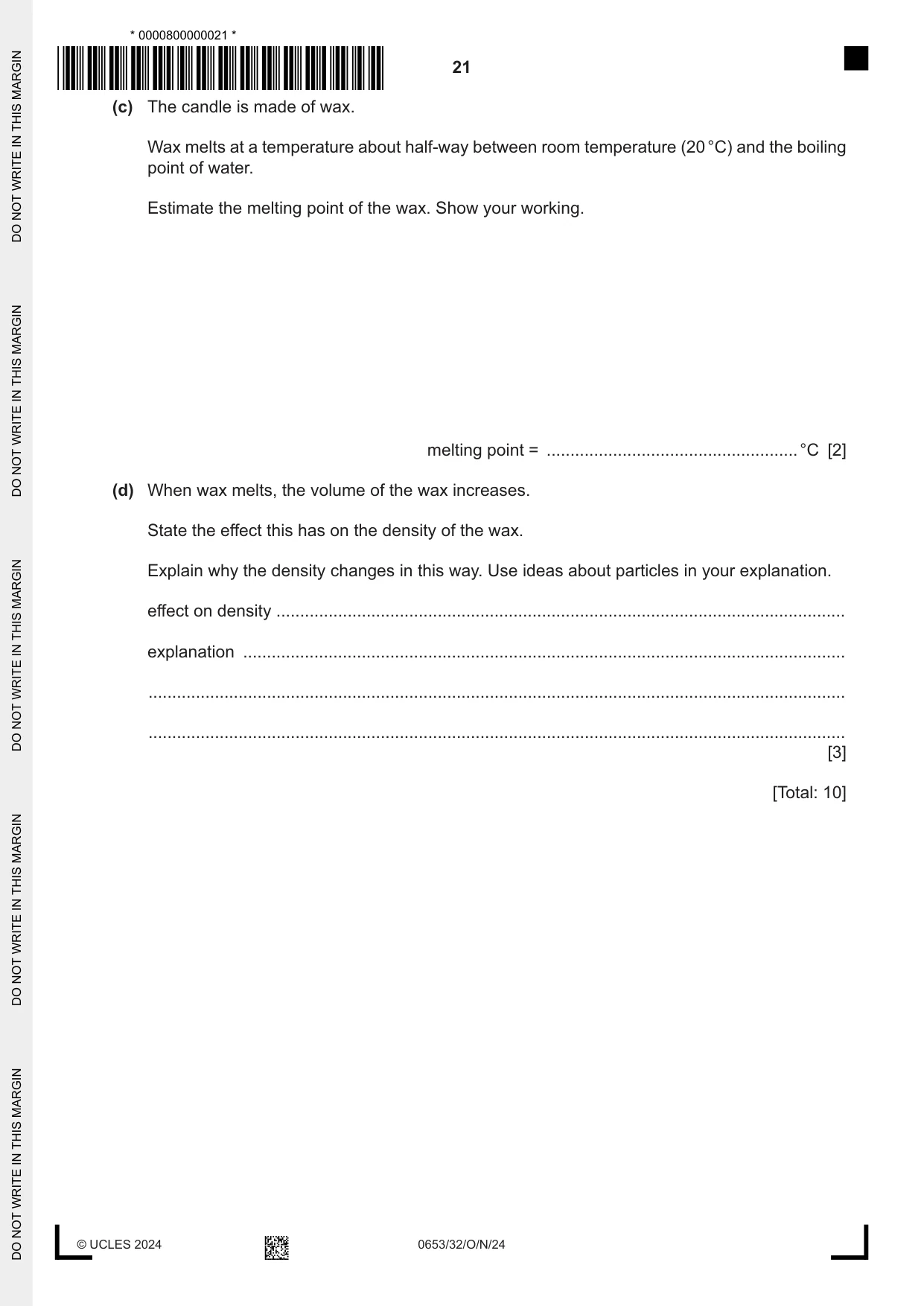 Cambridge IGCSE Science - Combined 0653 2024 Oct/Nov Paper 3 · Variant 2 question paper, page 21 of 24