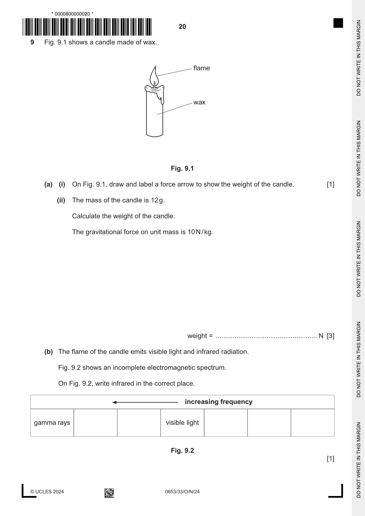 Cambridge IGCSE Science - Combined 0653 2024 Oct/Nov Paper 3 · Variant 3 question paper, page 20 of 24