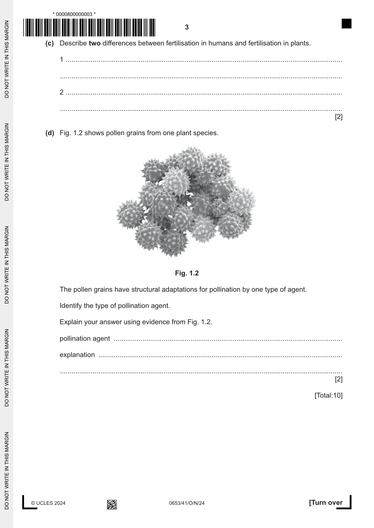Cambridge IGCSE Science - Combined 0653 2024 Oct/Nov Paper 4 · Variant 1 question paper, page 3 of 20