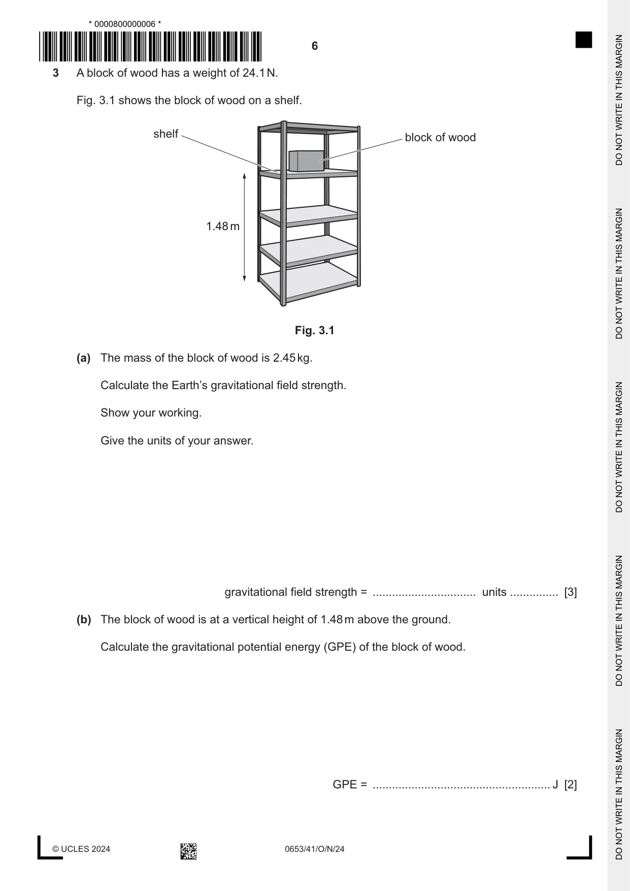 Cambridge IGCSE Science - Combined 0653 2024 Oct/Nov Paper 4 · Variant 1 question paper, page 6 of 20
