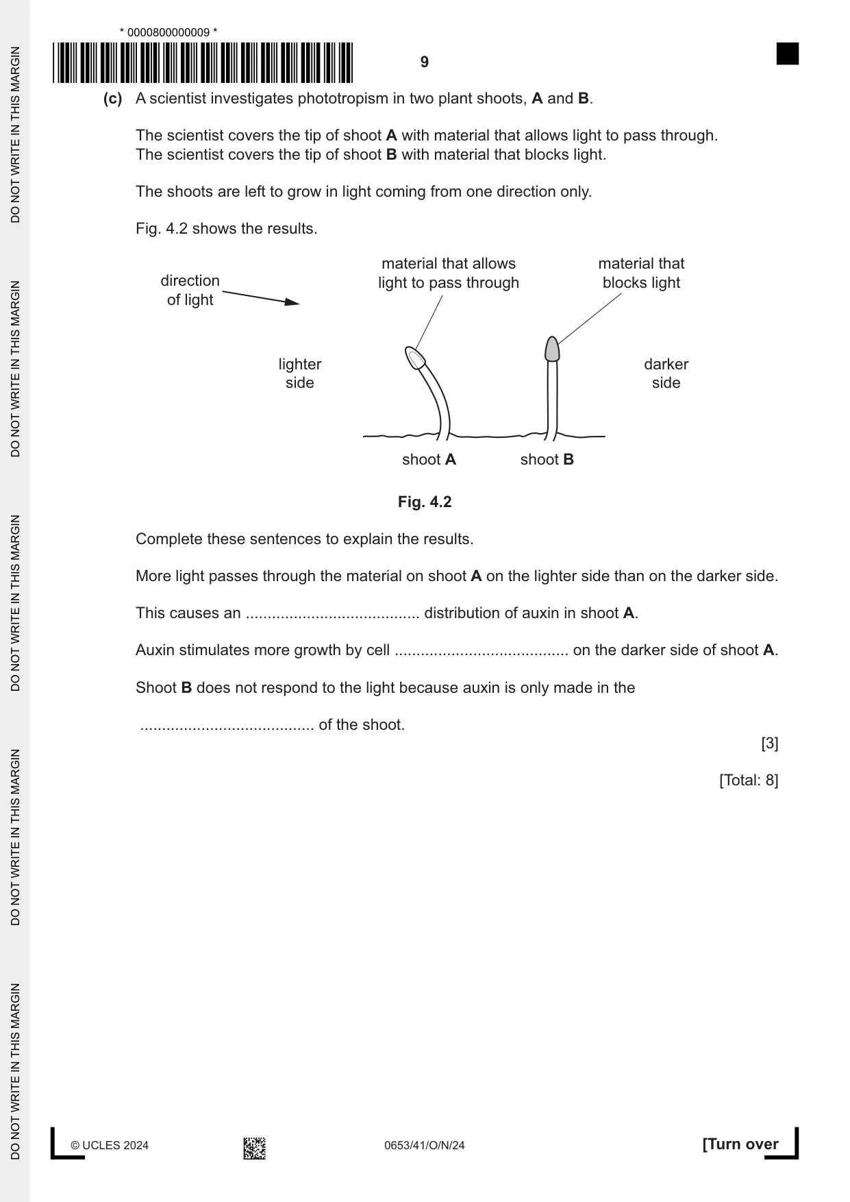 Cambridge IGCSE Science - Combined 0653 2024 Oct/Nov Paper 4 · Variant 1 question paper, page 9 of 20