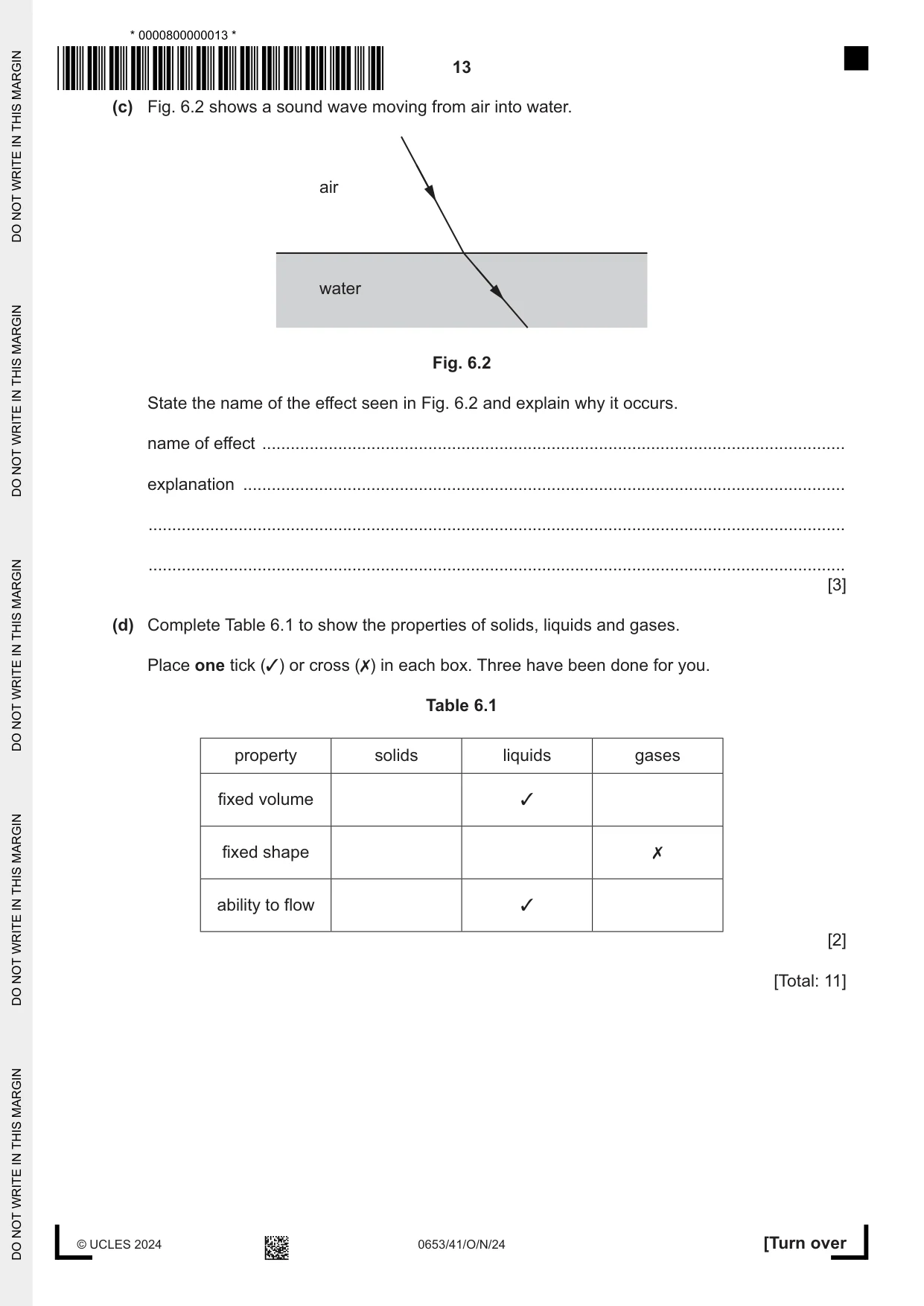 Cambridge IGCSE Science - Combined 0653 2024 Oct/Nov Paper 4 · Variant 1 question paper, page 13 of 20