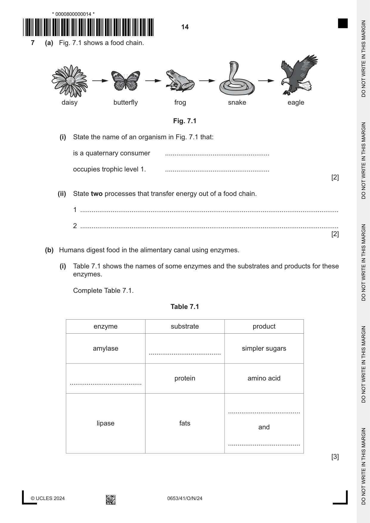 Cambridge IGCSE Science - Combined 0653 2024 Oct/Nov Paper 4 · Variant 1 question paper, page 14 of 20