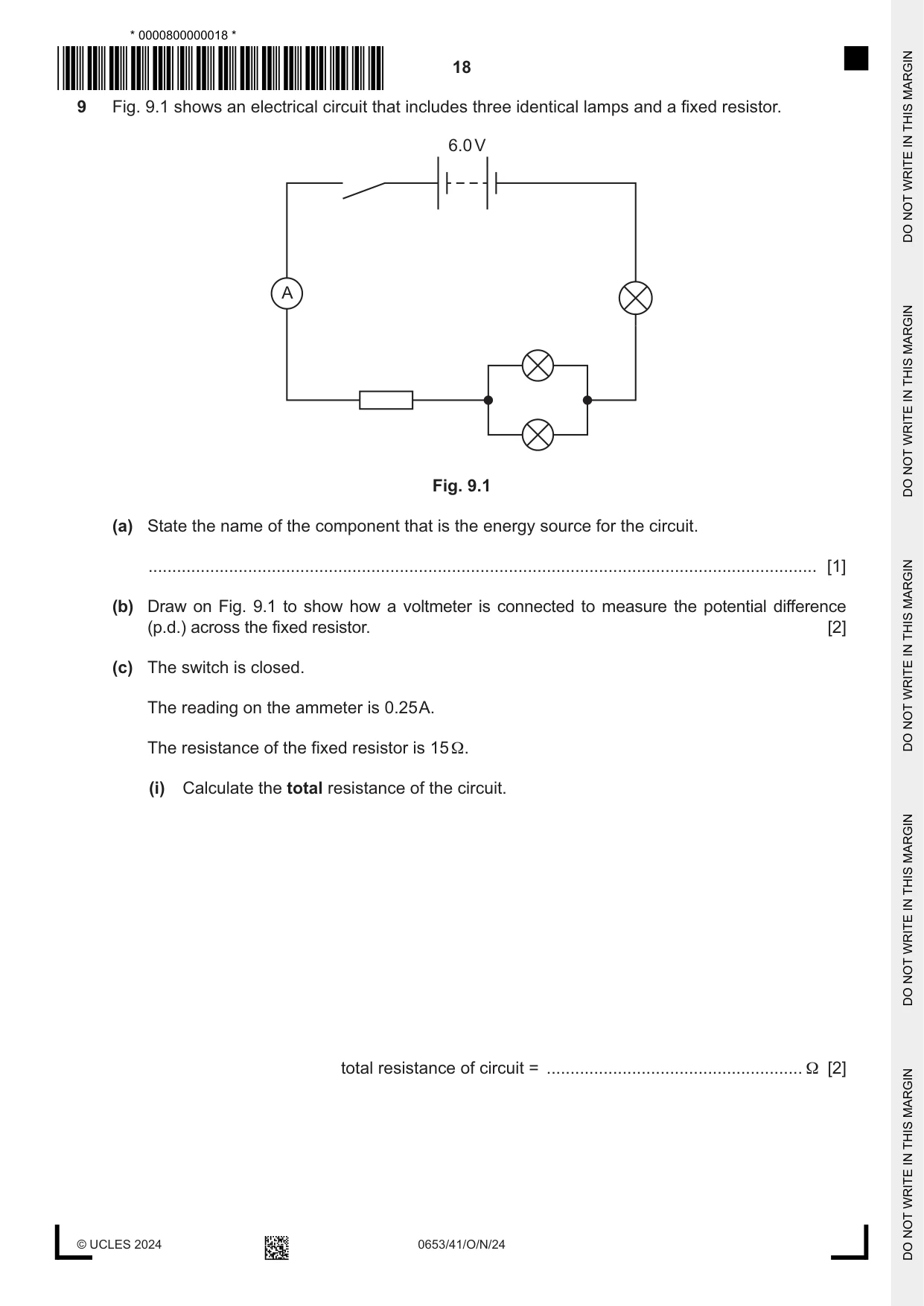 Cambridge IGCSE Science - Combined 0653 2024 Oct/Nov Paper 4 · Variant 1 question paper, page 18 of 20