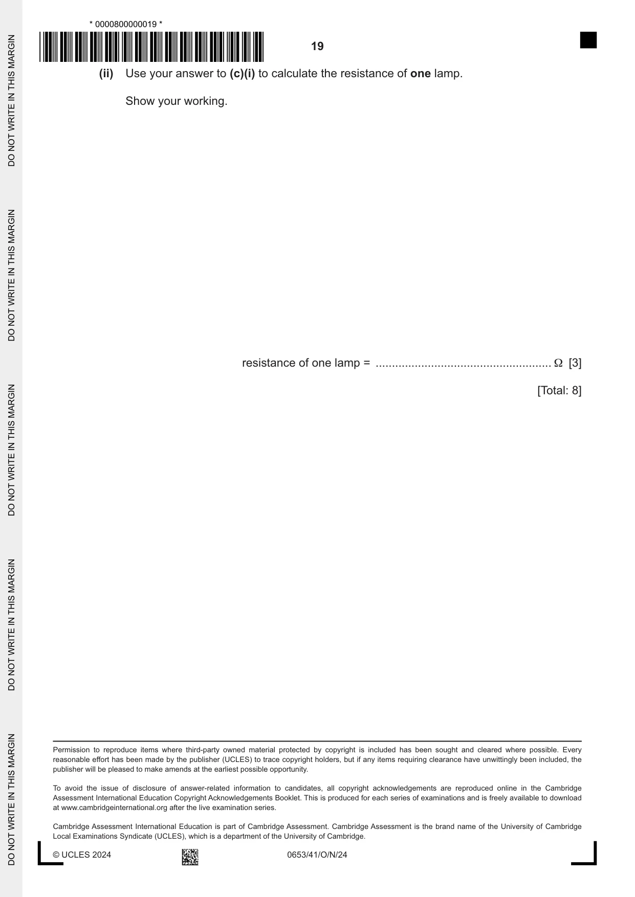 Cambridge IGCSE Science - Combined 0653 2024 Oct/Nov Paper 4 · Variant 1 question paper, page 19 of 20