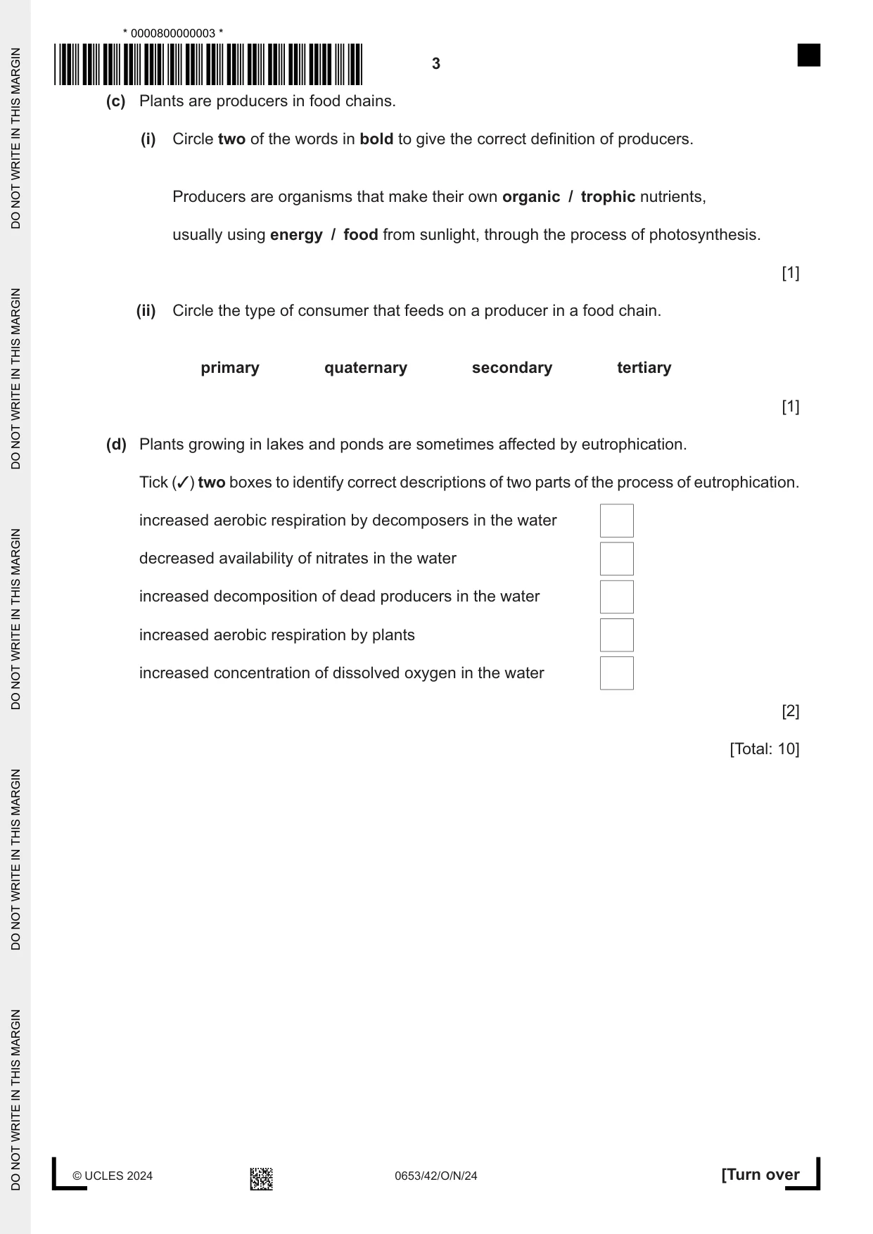 Cambridge IGCSE Science - Combined 0653 2024 Oct/Nov Paper 4 · Variant 2 question paper, page 3 of 20