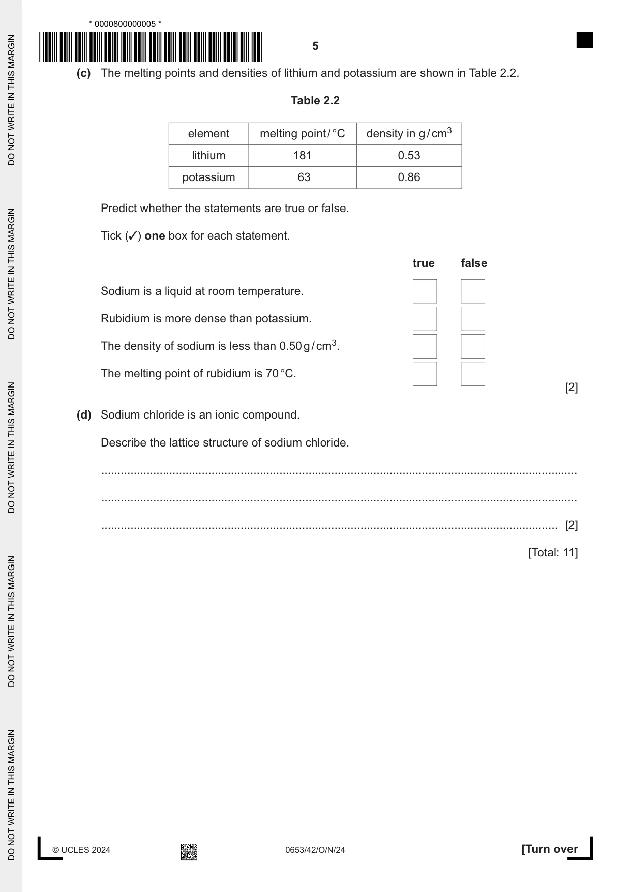 Cambridge IGCSE Science - Combined 0653 2024 Oct/Nov Paper 4 · Variant 2 question paper, page 5 of 20