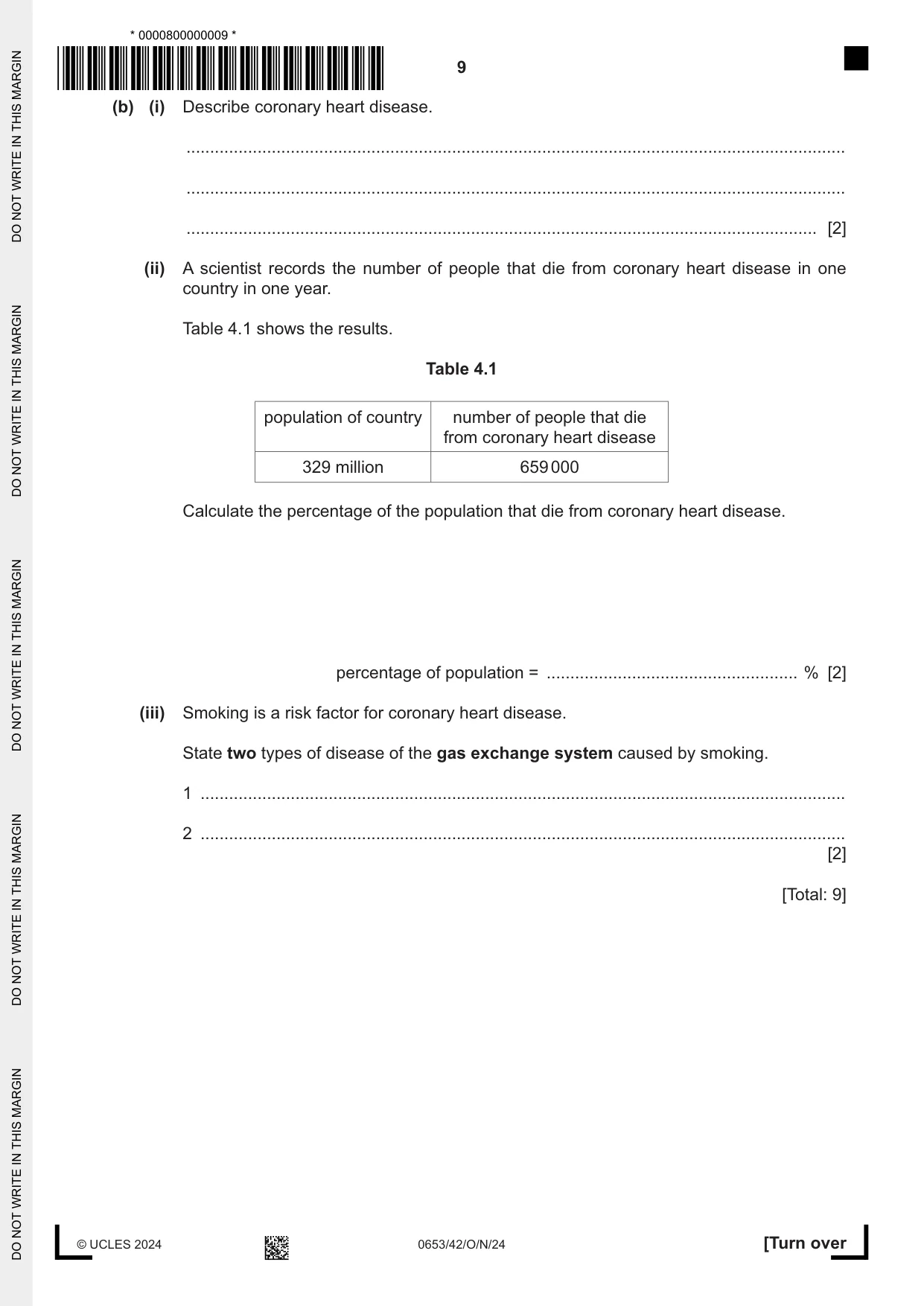 Cambridge IGCSE Science - Combined 0653 2024 Oct/Nov Paper 4 · Variant 2 question paper, page 9 of 20