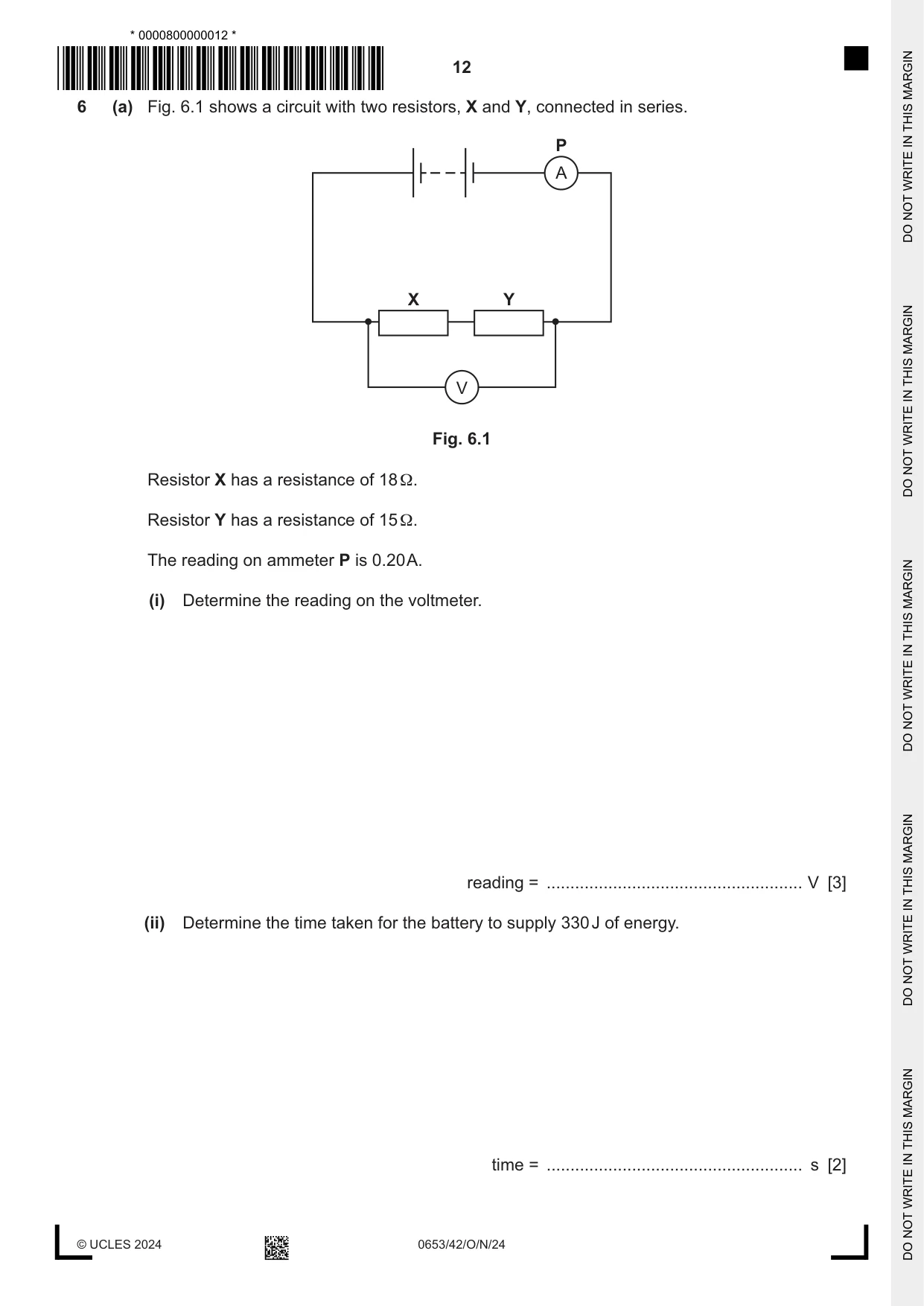 Cambridge IGCSE Science - Combined 0653 2024 Oct/Nov Paper 4 · Variant 2 question paper, page 12 of 20