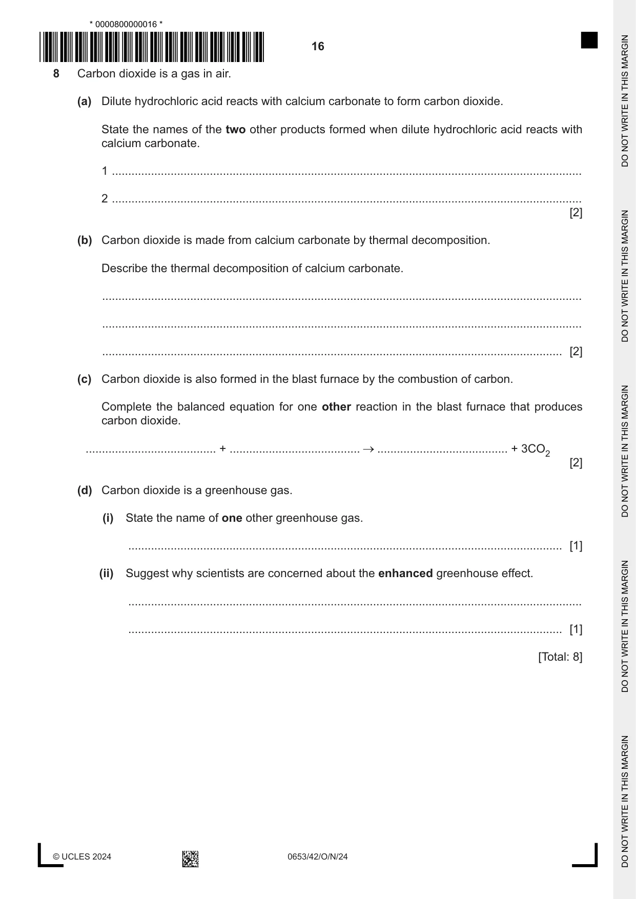 Cambridge IGCSE Science - Combined 0653 2024 Oct/Nov Paper 4 · Variant 2 question paper, page 16 of 20