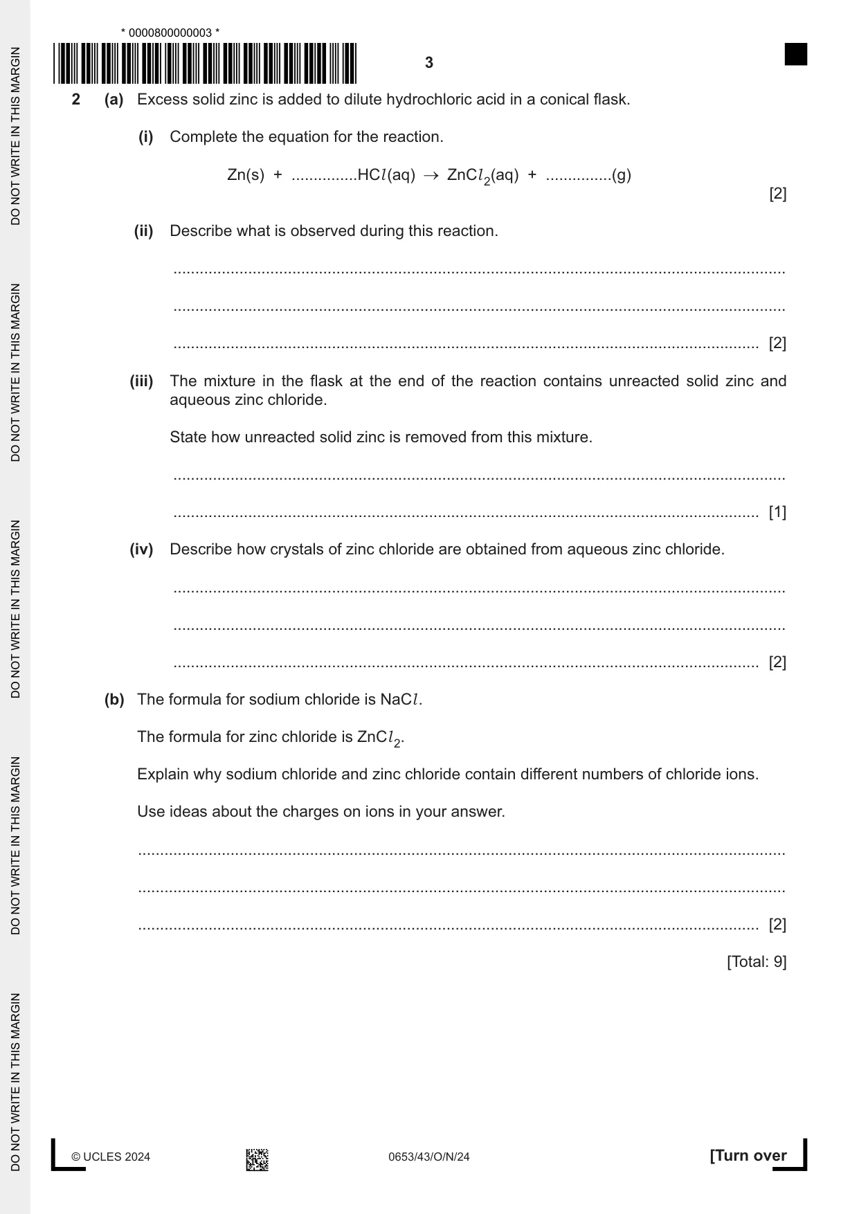 Cambridge IGCSE Science - Combined 0653 2024 Oct/Nov Paper 4 · Variant 3 question paper, page 3 of 20