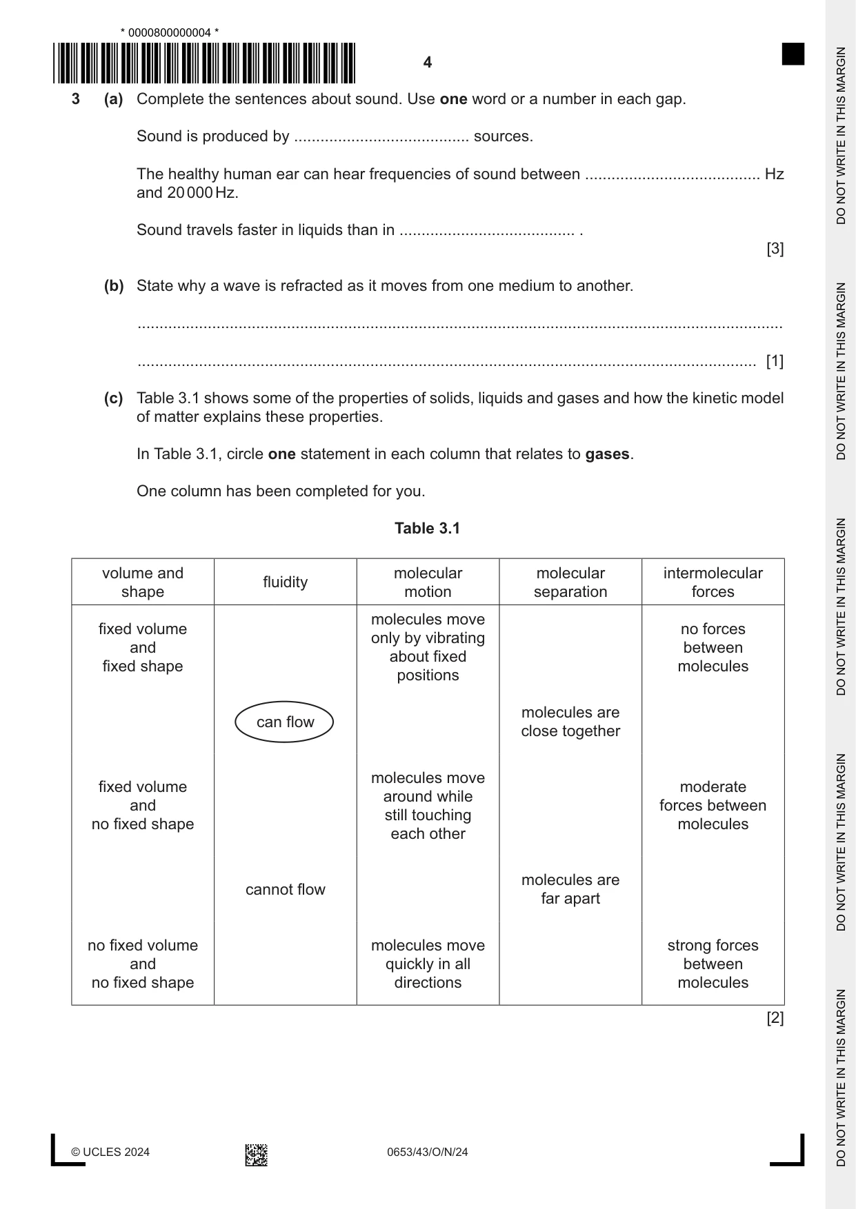 Cambridge IGCSE Science - Combined 0653 2024 Oct/Nov Paper 4 · Variant 3 question paper, page 4 of 20