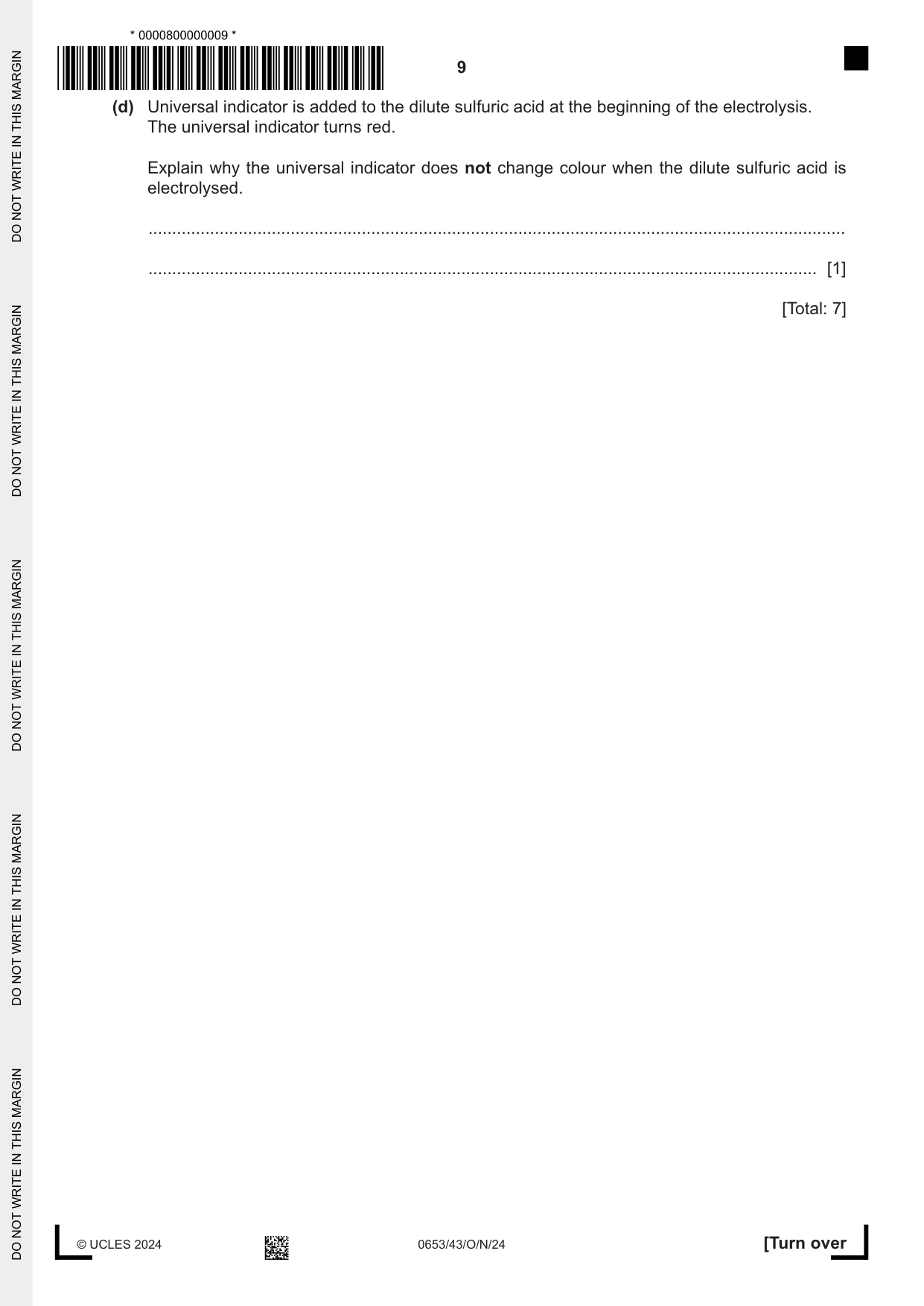 Cambridge IGCSE Science - Combined 0653 2024 Oct/Nov Paper 4 · Variant 3 question paper, page 9 of 20