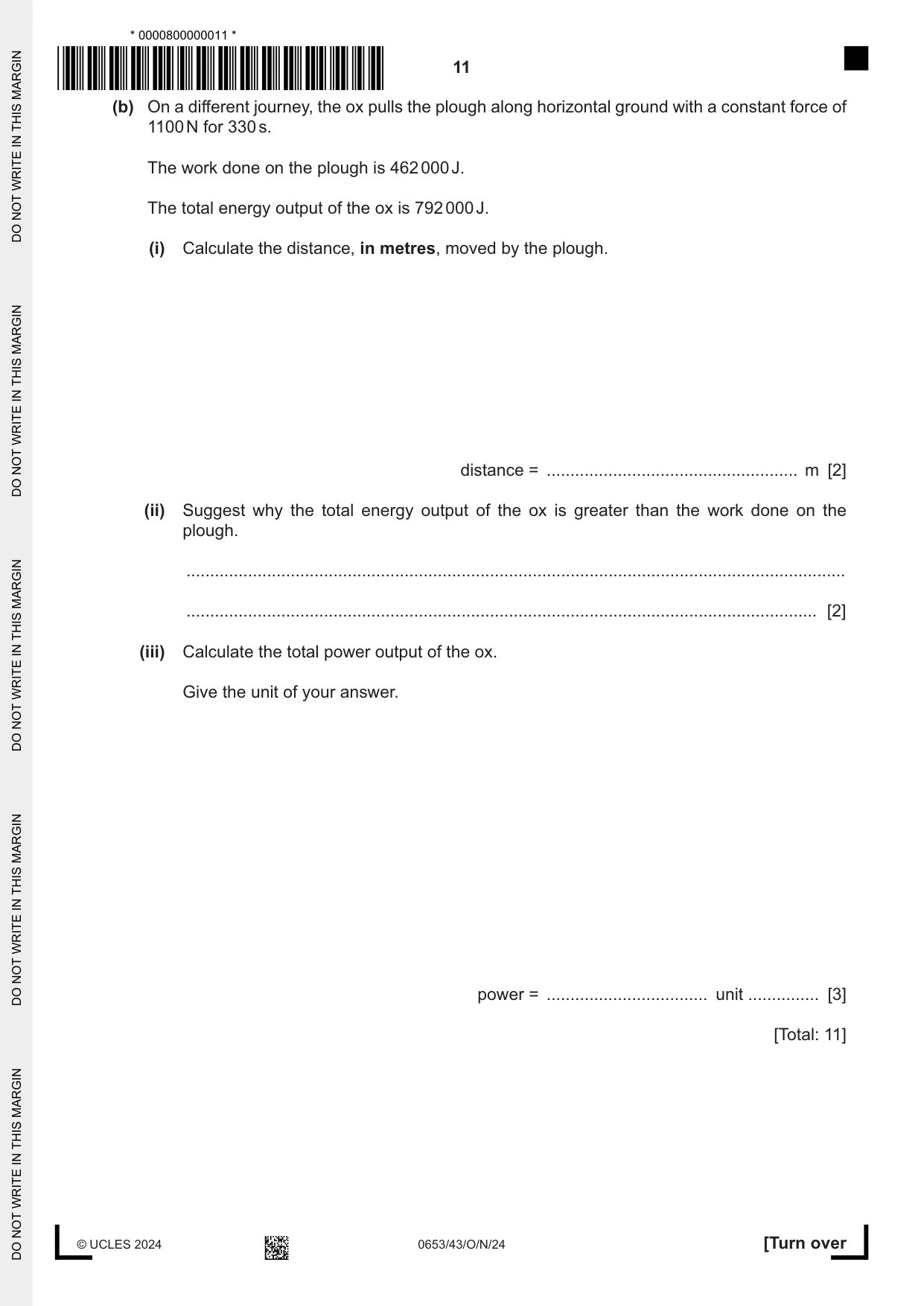 Cambridge IGCSE Science - Combined 0653 2024 Oct/Nov Paper 4 · Variant 3 question paper, page 11 of 20