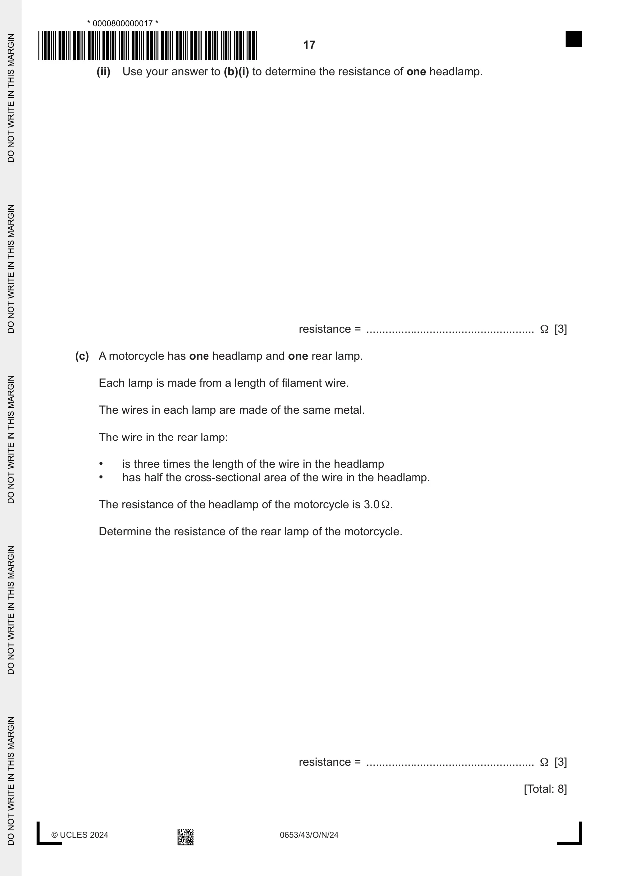 Cambridge IGCSE Science - Combined 0653 2024 Oct/Nov Paper 4 · Variant 3 question paper, page 17 of 20