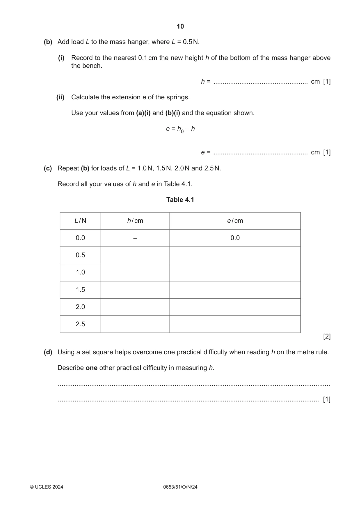Cambridge IGCSE Science - Combined 0653 2024 Oct/Nov Paper 5 · Variant 1 question paper, page 10 of 16