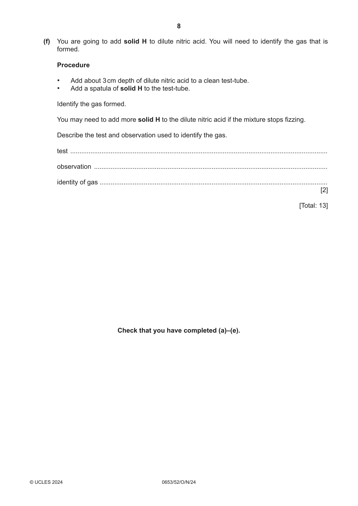 Cambridge IGCSE Science - Combined 0653 2024 Oct/Nov Paper 5 · Variant 2 question paper, page 8 of 16