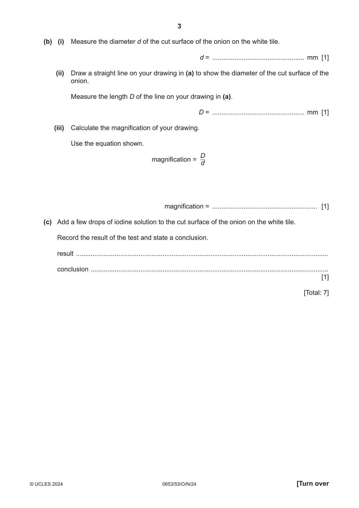 Cambridge IGCSE Science - Combined 0653 2024 Oct/Nov Paper 5 · Variant 3 question paper, page 3 of 16
