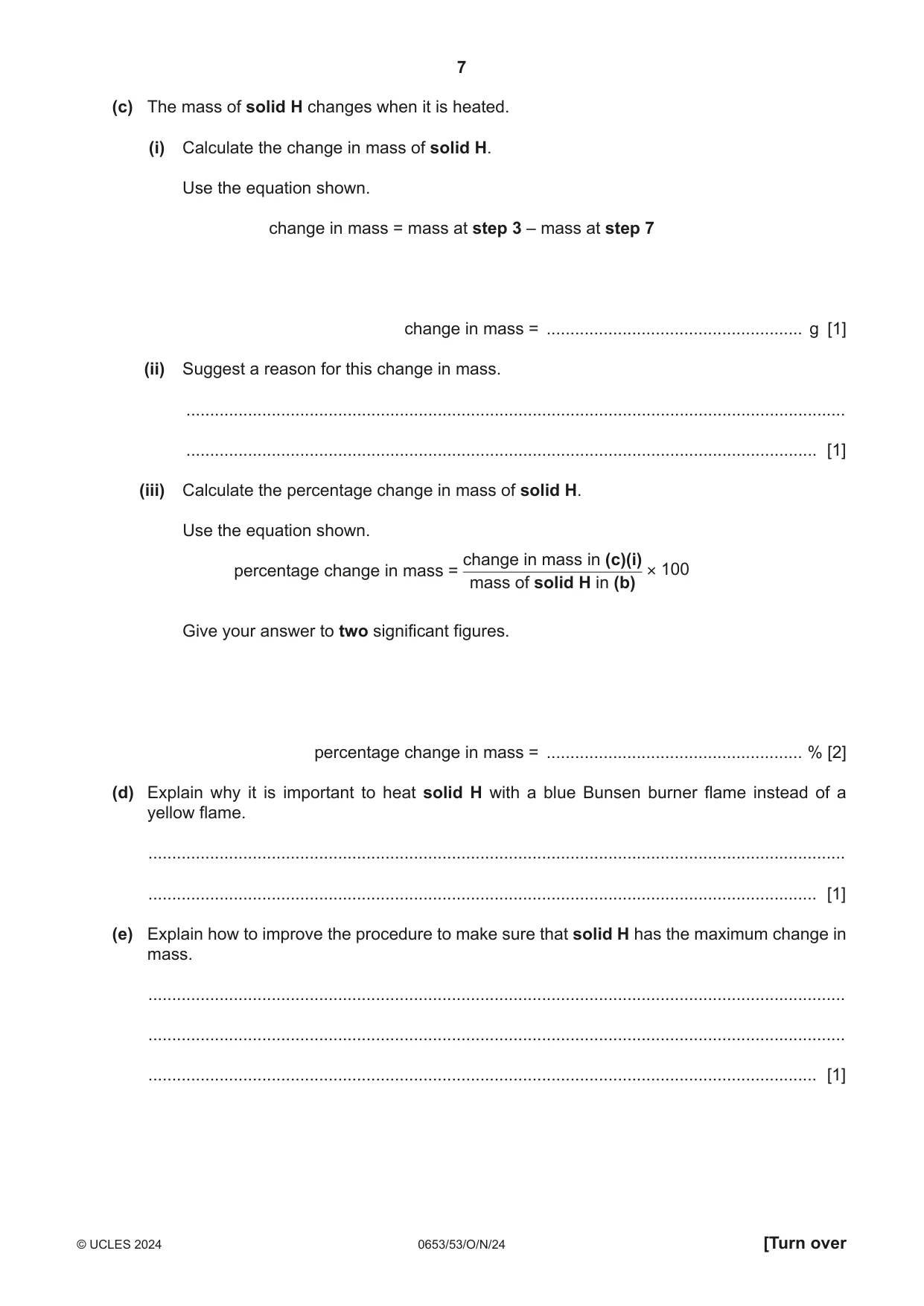 Cambridge IGCSE Science - Combined 0653 2024 Oct/Nov Paper 5 · Variant 3 question paper, page 7 of 16