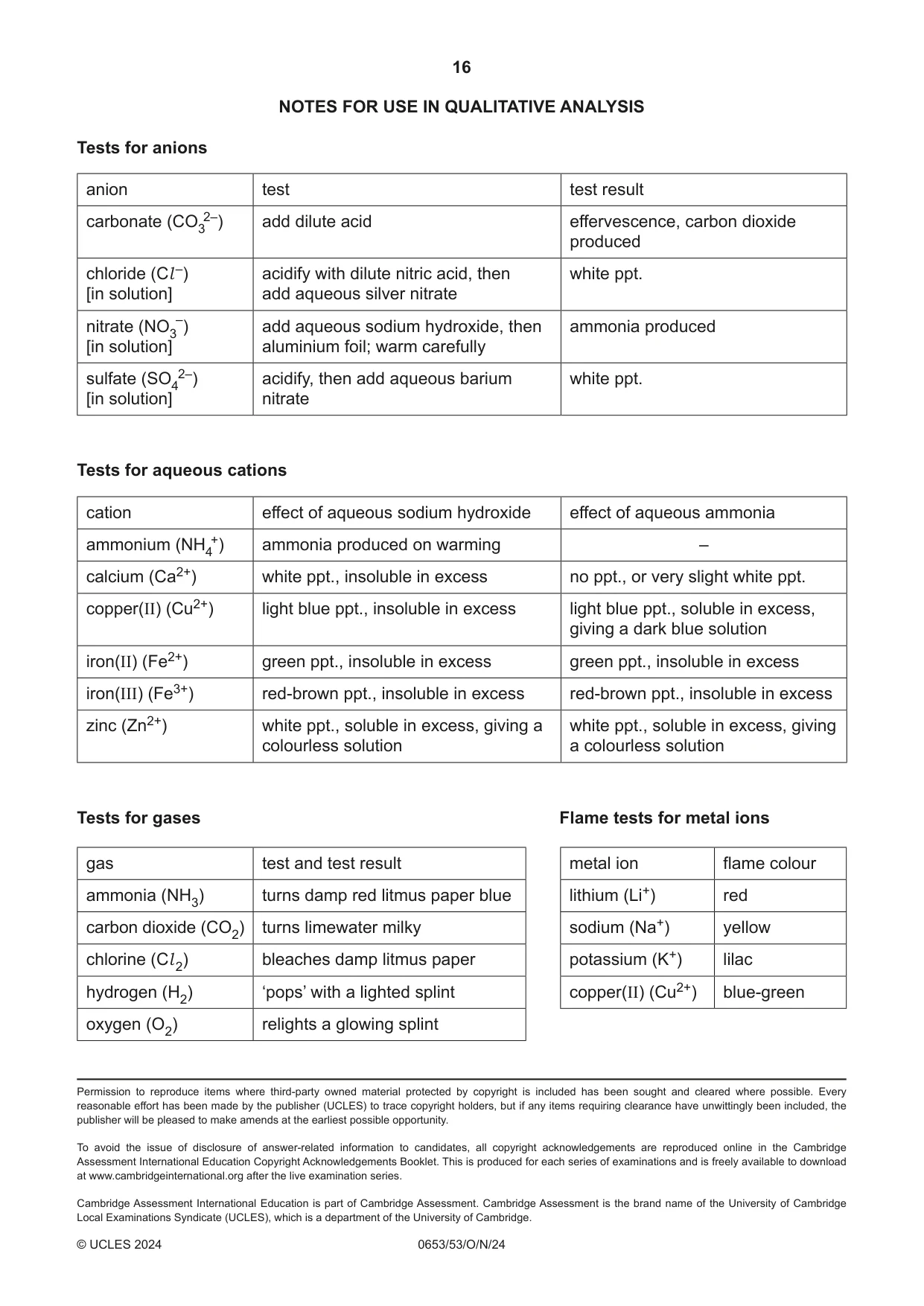 Cambridge IGCSE Science - Combined 0653 2024 Oct/Nov Paper 5 · Variant 3 question paper, page 16 of 16