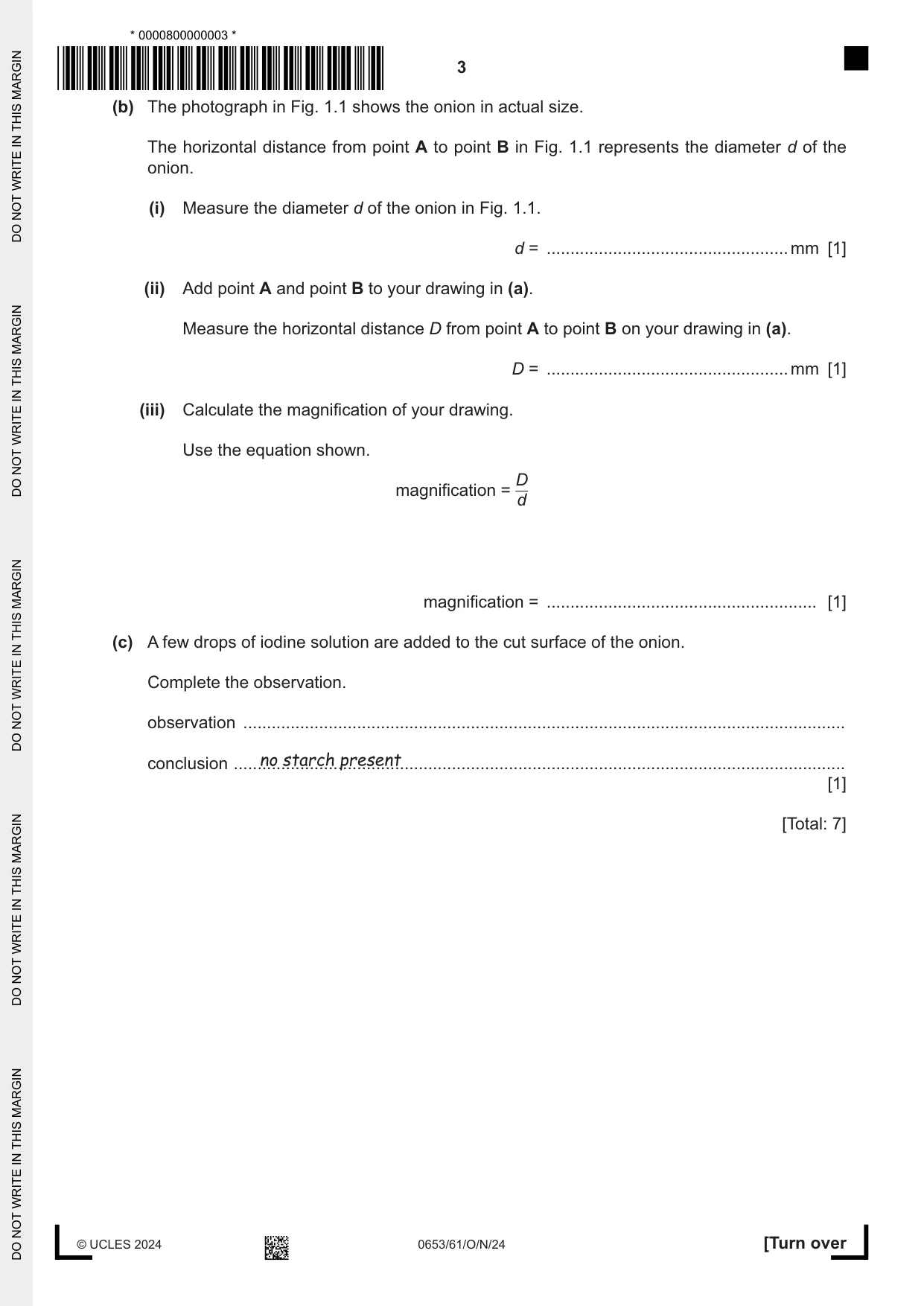 Cambridge IGCSE Science - Combined 0653 2024 Oct/Nov Paper 6 · Variant 1 question paper, page 3 of 16
