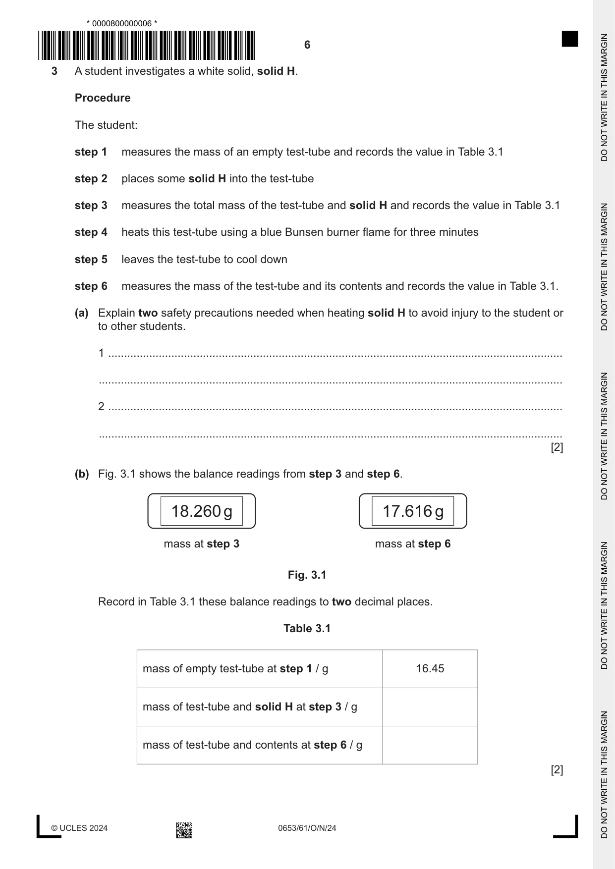 Cambridge IGCSE Science - Combined 0653 2024 Oct/Nov Paper 6 · Variant 1 question paper, page 6 of 16