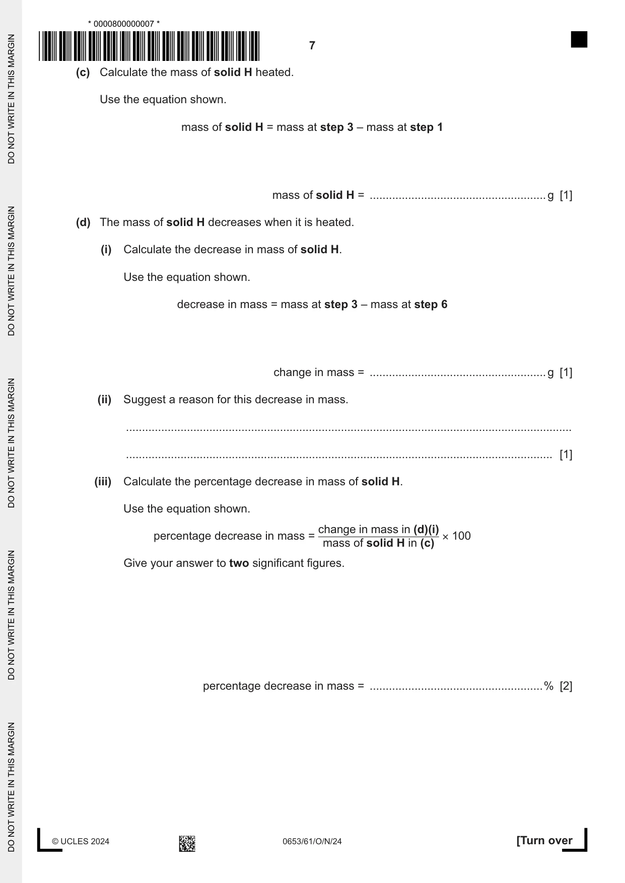 Cambridge IGCSE Science - Combined 0653 2024 Oct/Nov Paper 6 · Variant 1 question paper, page 7 of 16
