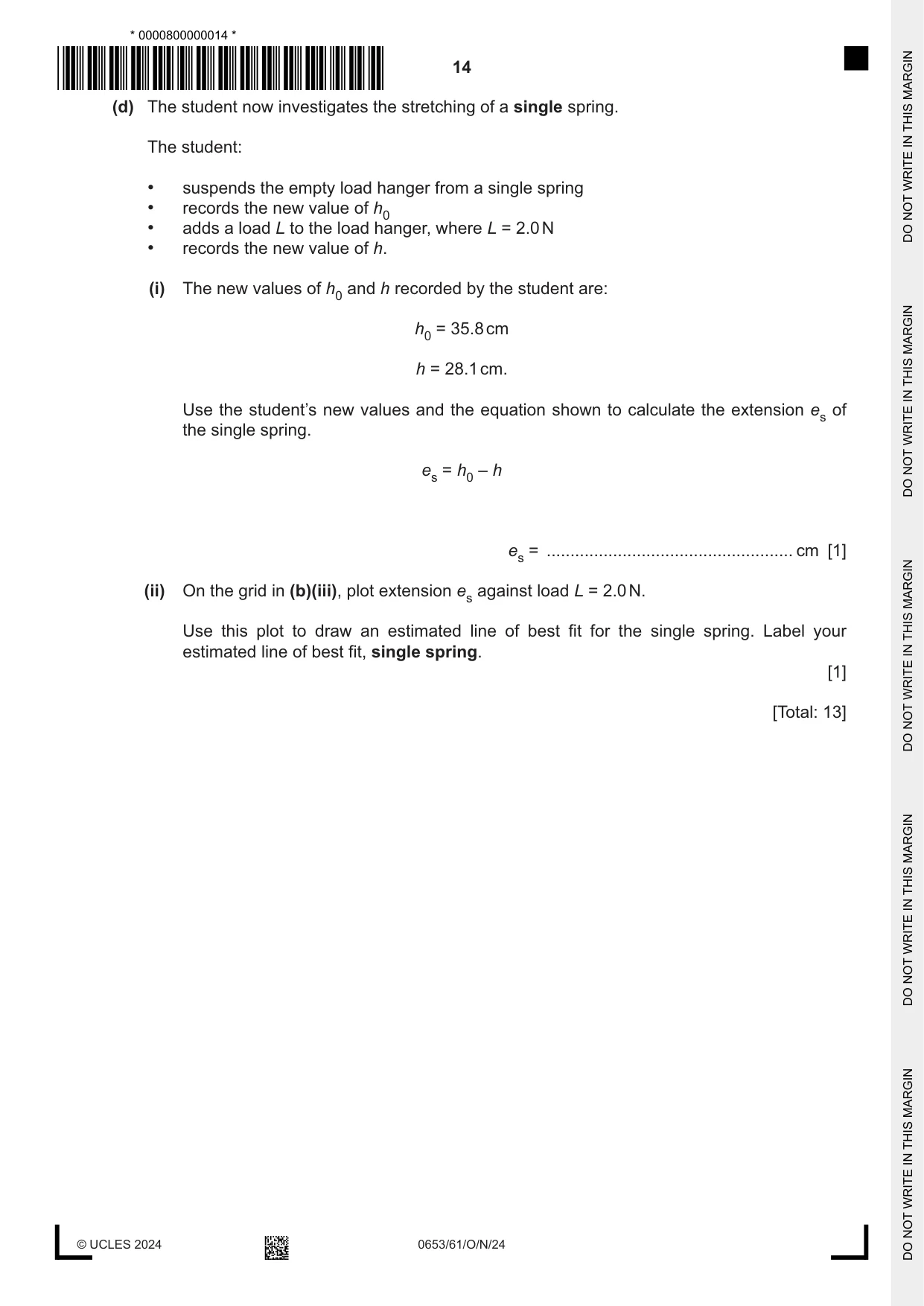 Cambridge IGCSE Science - Combined 0653 2024 Oct/Nov Paper 6 · Variant 1 question paper, page 14 of 16