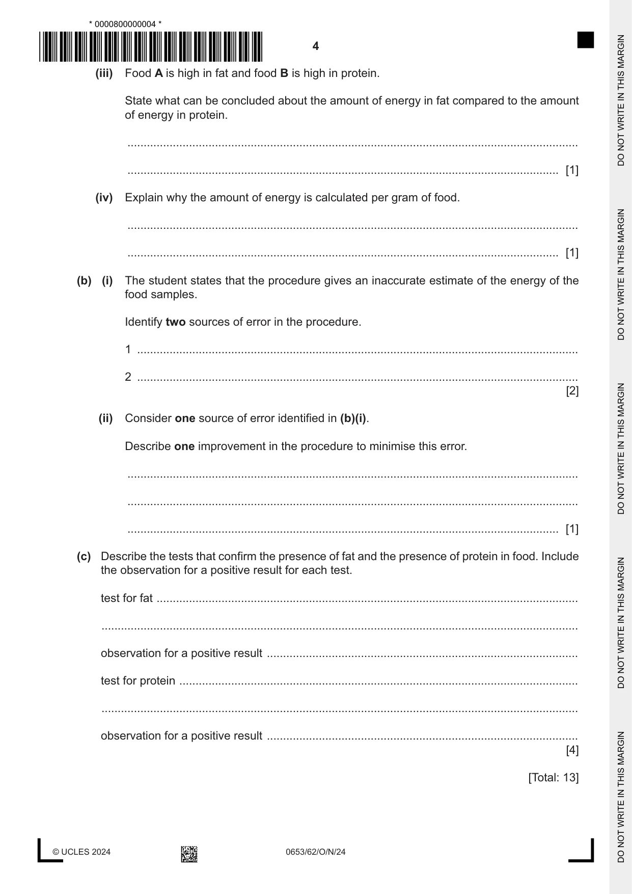 Cambridge IGCSE Science - Combined 0653 2024 Oct/Nov Paper 6 · Variant 2 question paper, page 4 of 16