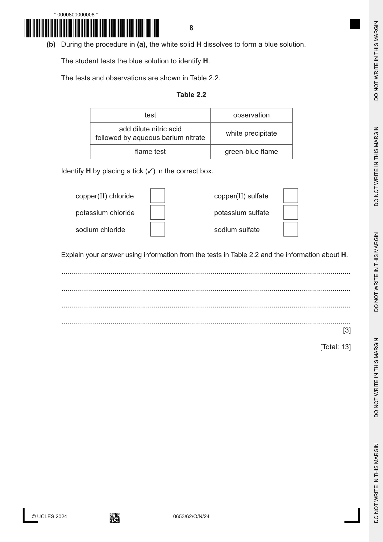 Cambridge IGCSE Science - Combined 0653 2024 Oct/Nov Paper 6 · Variant 2 question paper, page 8 of 16