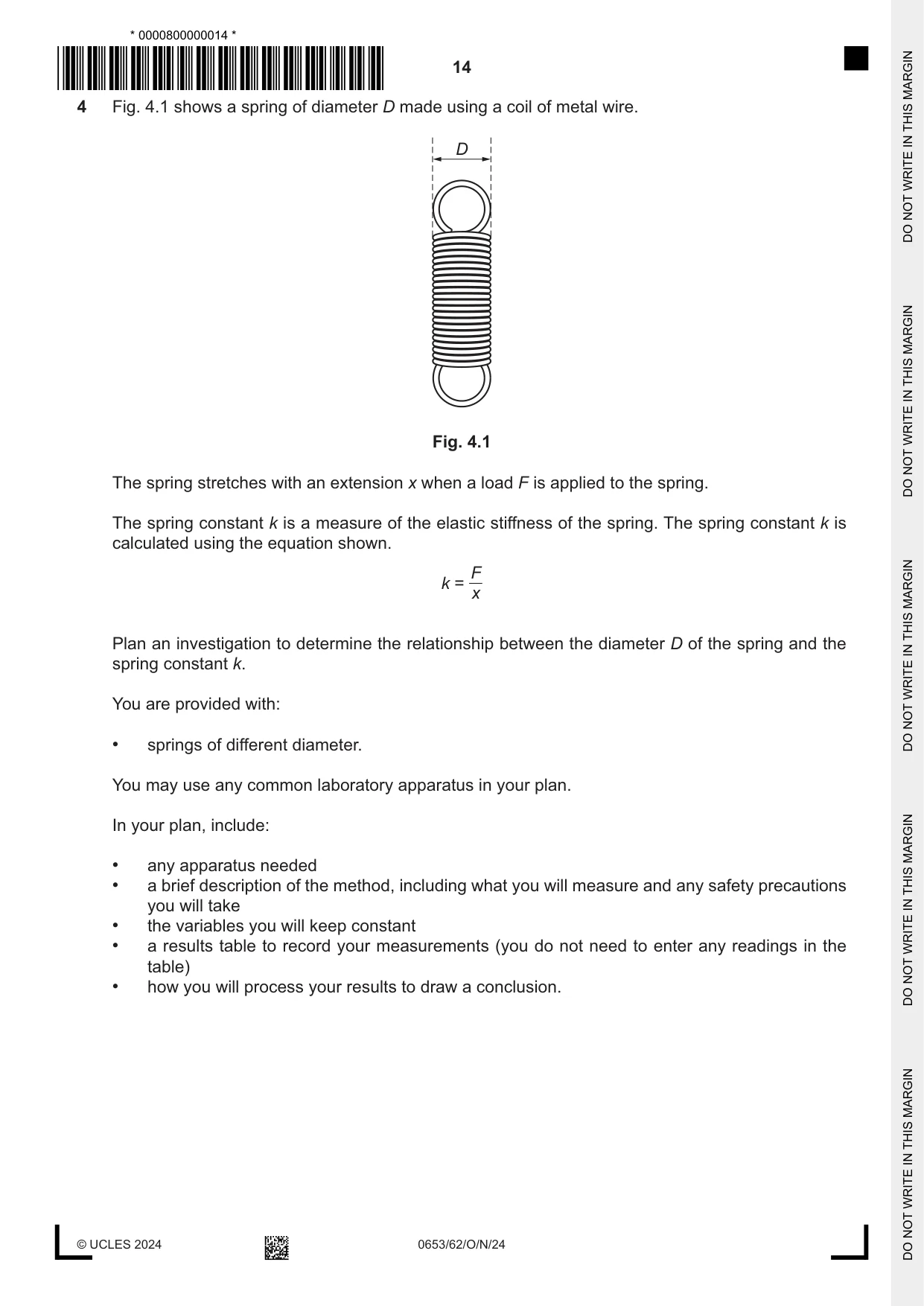 Cambridge IGCSE Science - Combined 0653 2024 Oct/Nov Paper 6 · Variant 2 question paper, page 14 of 16