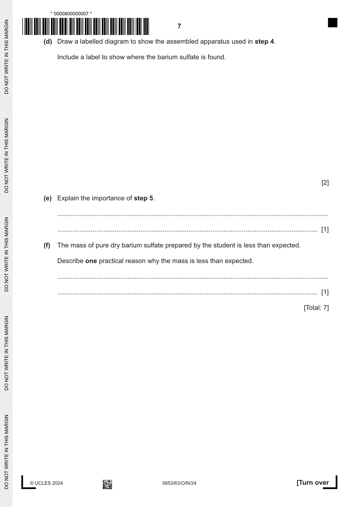 Cambridge IGCSE Science - Combined 0653 2024 Oct/Nov Paper 6 · Variant 3 question paper, page 7 of 16